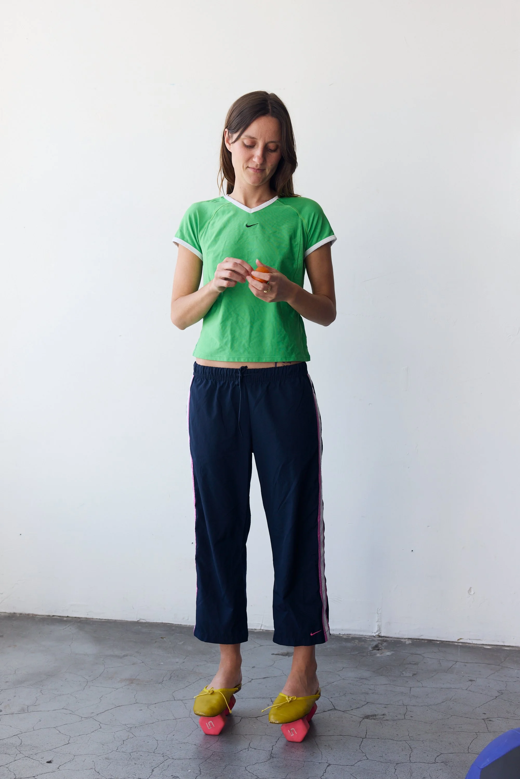 black with pink and white mesh capri