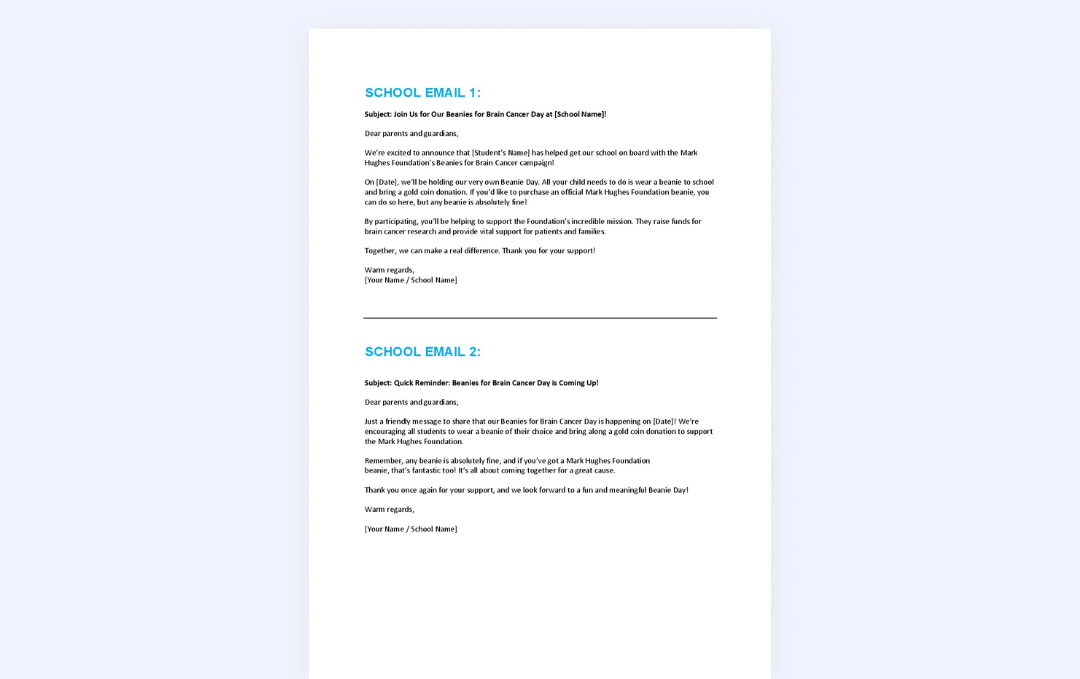 School Email Templates