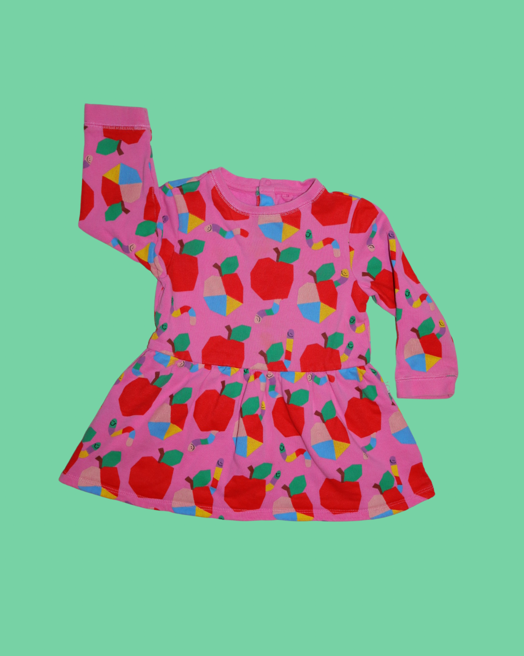 STELLA MCCARTNEY KIDS Apple Print Organic Cotton Dress, Size 2-3yo