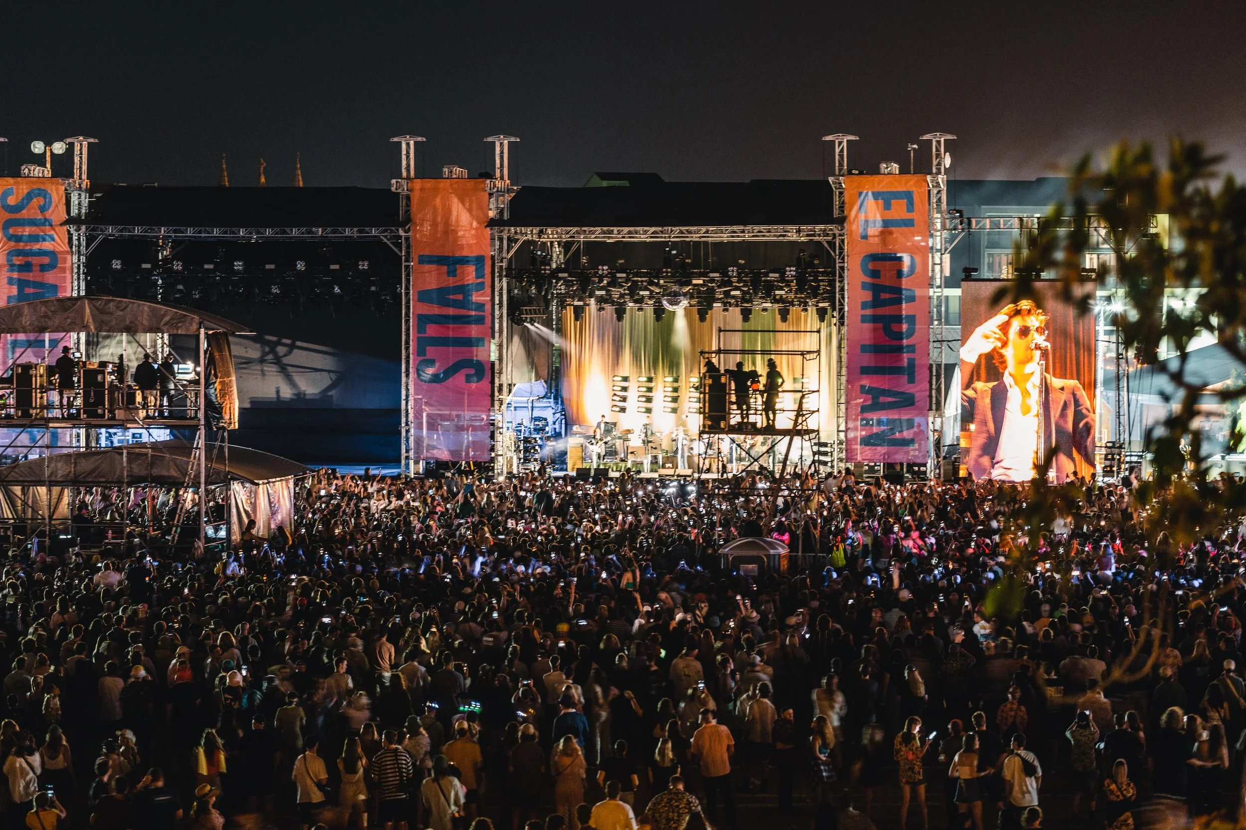 Photo of Falls Festival Freemantle at night with stage and crowd