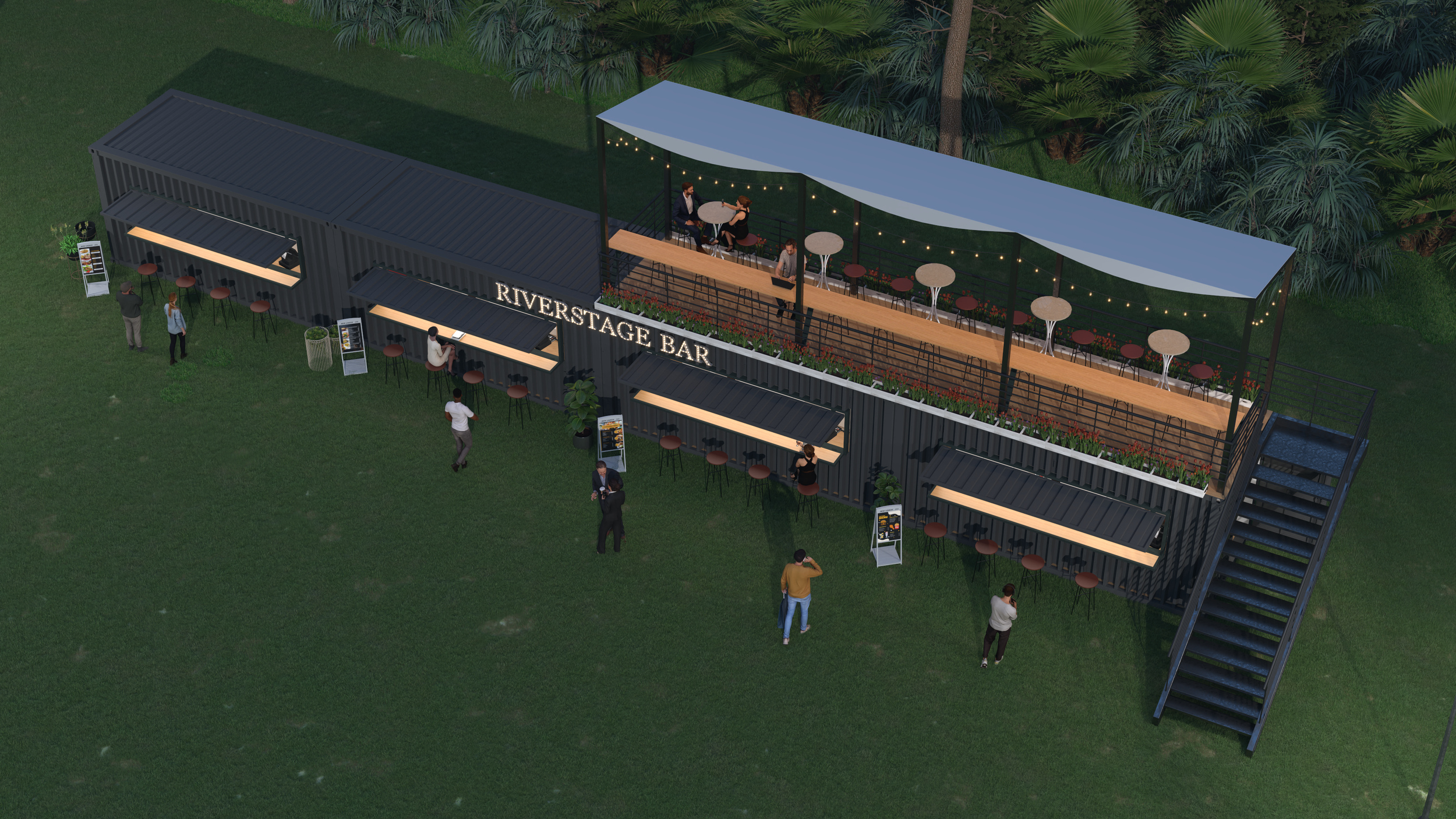Render of bar at Riverstage in Brisbane