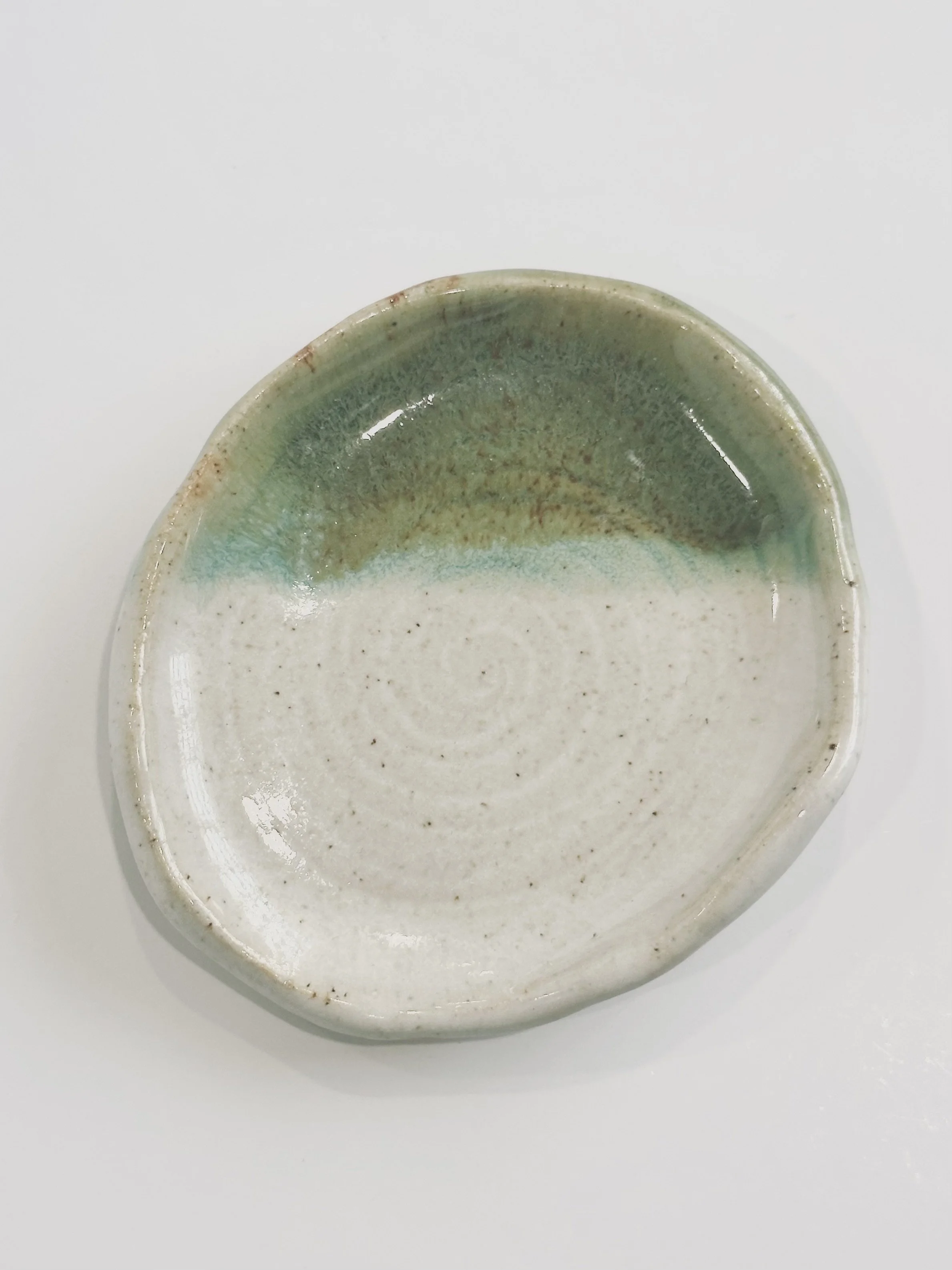 Ring Dish with Cream, Green and Terra Cotta