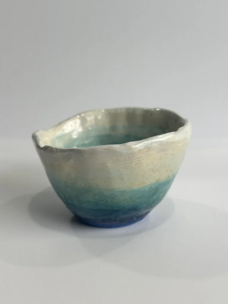 White and Blue Gradient Bowl
