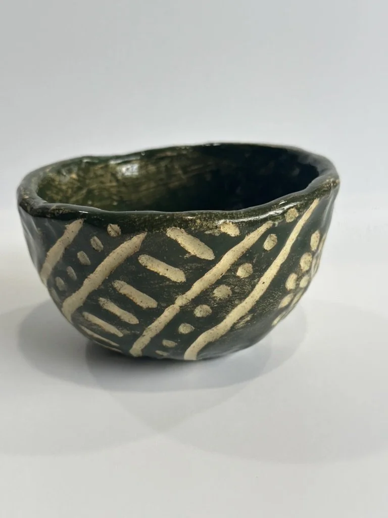 Carved Black and White Pattern Bowl
