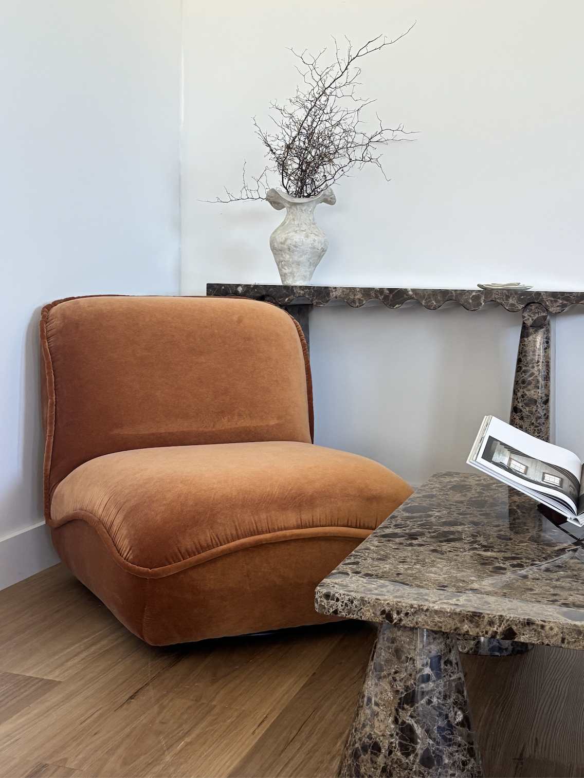 Amora Swivel  Chair - Burnt Orange