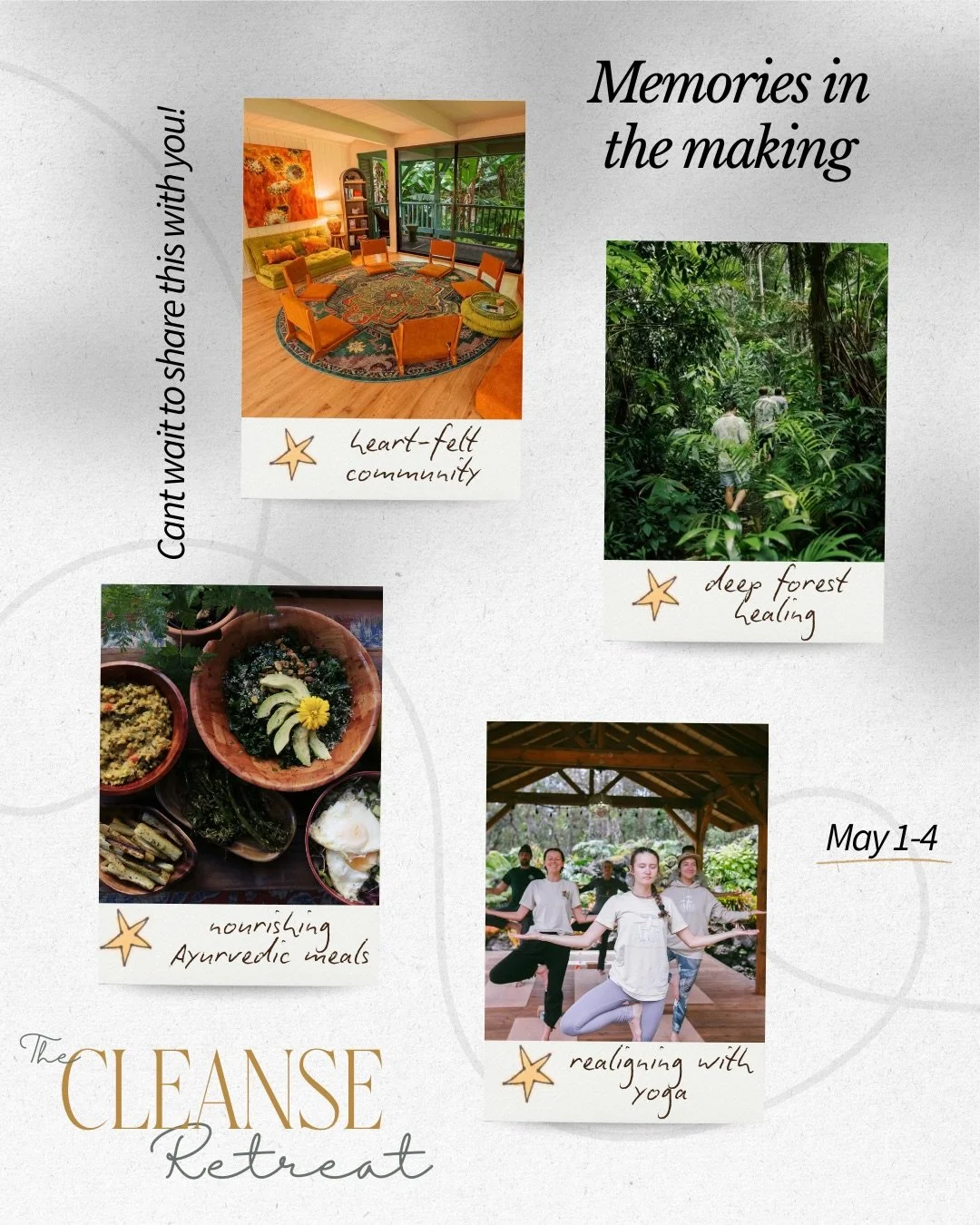 There&rsquo;s something so magical about taking time out of your regular life 

To be among the trees 

With other women

Talking together through things that often get left unsaid

Moving and flowing together through yoga and meditation 

Nourishing