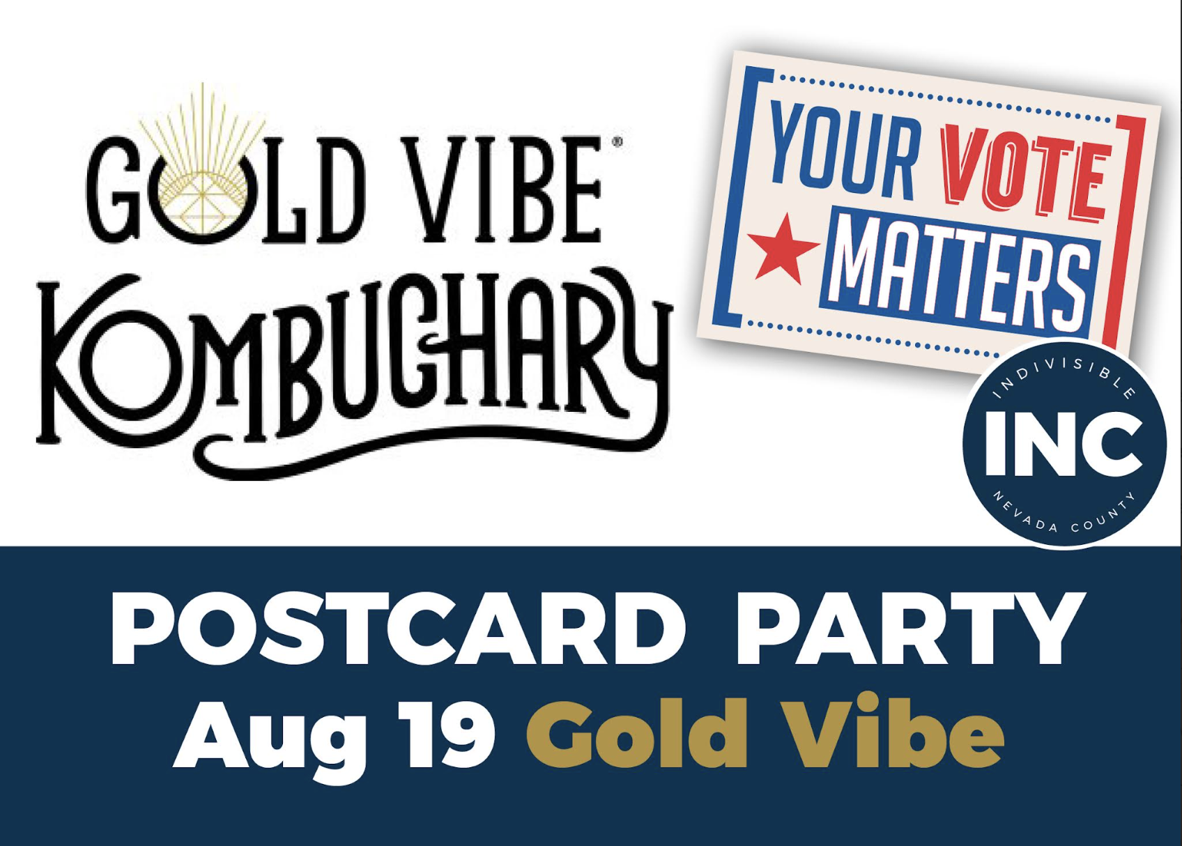 Getting Out the Vote: Postcard Party @ Gold Vibe Kombuchary