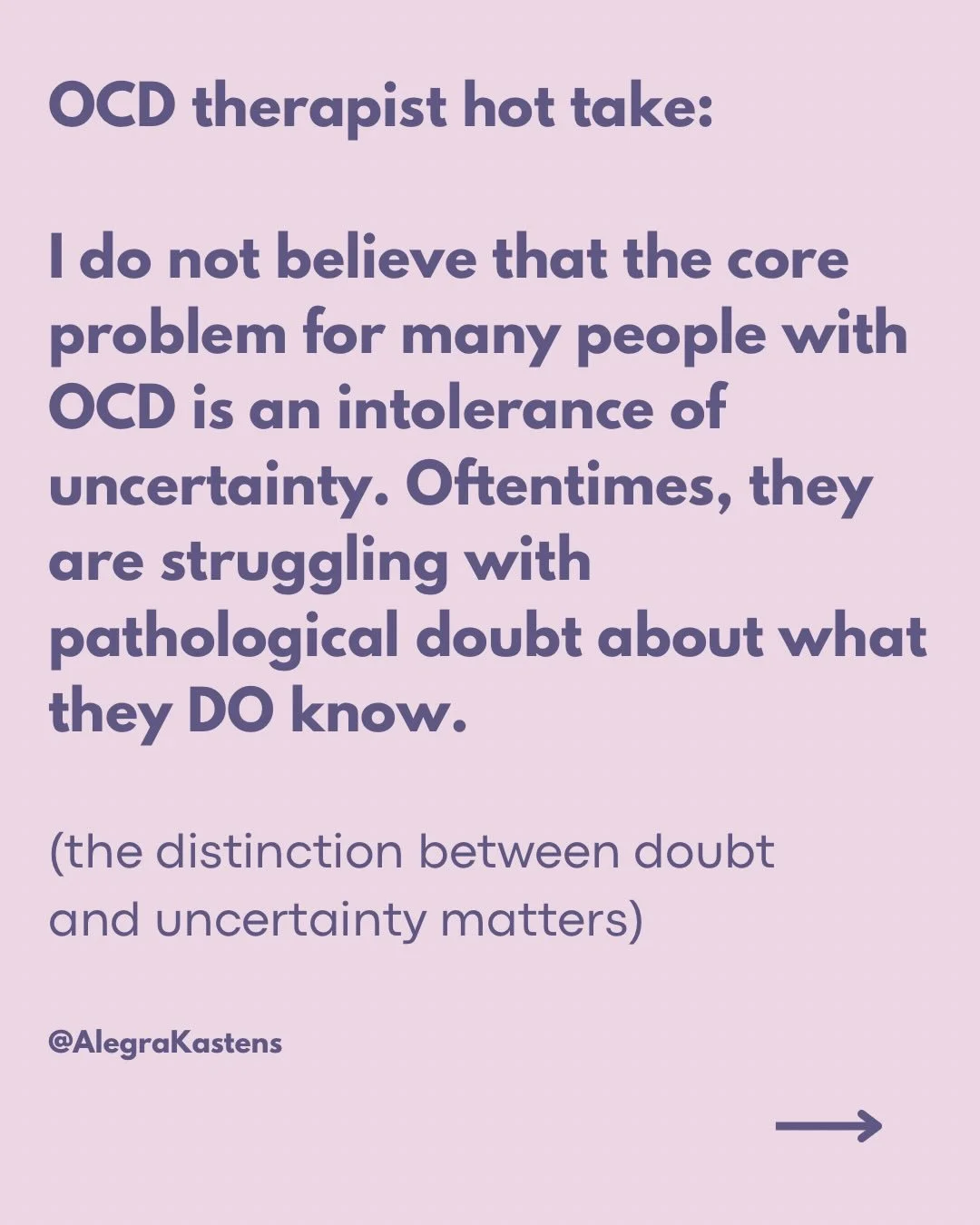 Doubt and uncertainty are not the same thing 📣 That difference is clinically relevant!
.
If my therapist told me I didn&rsquo;t get to know whether or not I am a p&euro;d0, it would not have helped me at all. I recovered from OCD without having to a