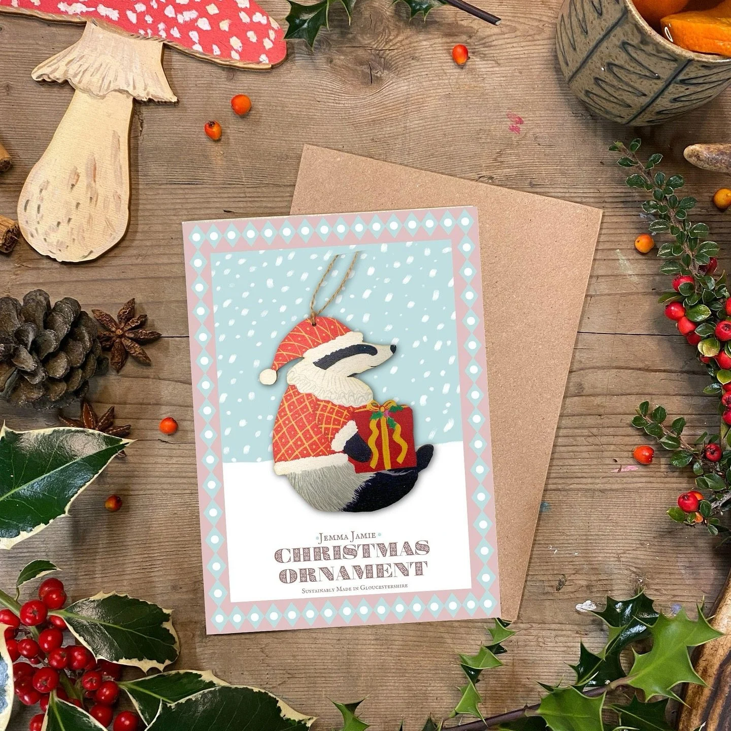 I painted these Christmas prints three years ago, when Wolfgang and I were staying on the riverbank in Paul&rsquo;s mum&rsquo;s holiday cabin in Seaton. At the time, we were technically homeless, staying with family, out of savings, feeling so unsure