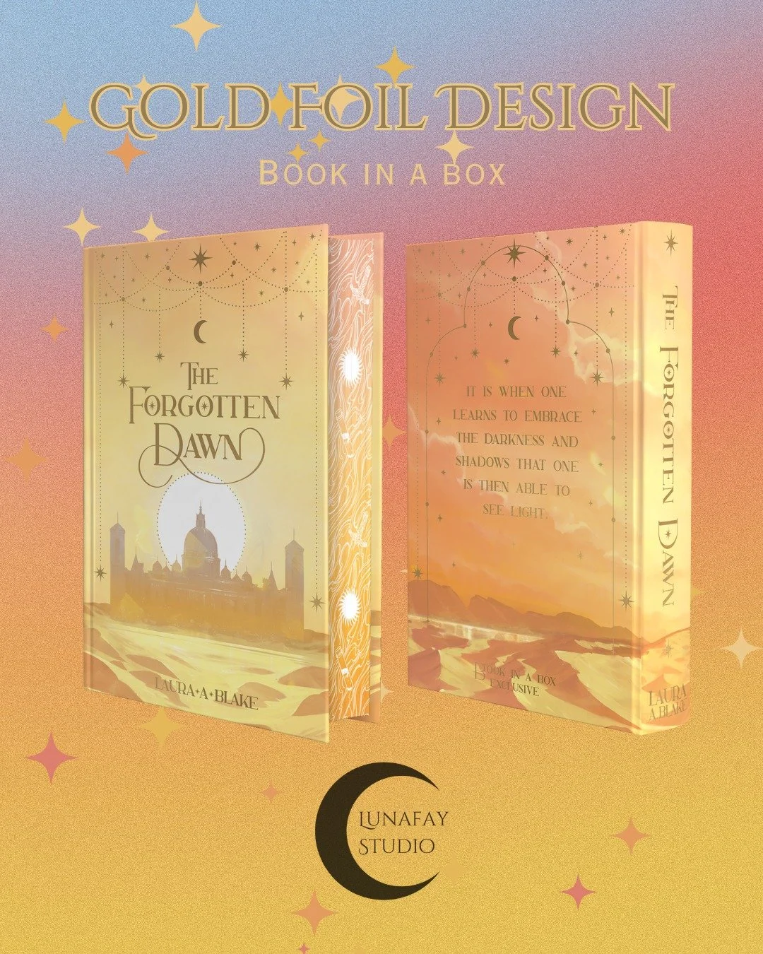 ⋆˖⁺‧☽ Book in a box ☾‧⁺˖⋆

It&rsquo;s here!! ✨ And I am so excited to finally be able to share it with you all!

My very first printed design, and it shimmers in gold foil! I had the absolute joy of working with @bookinaboxeu for their August box, Co