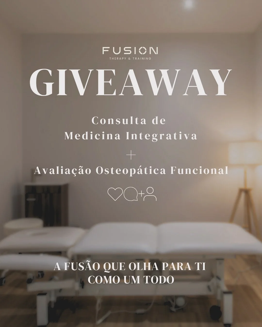 ⚡️G I V E A W A Y⚡️

Uma experi&ecirc;ncia PREMIUM para quem valoriza sa&uacute;de, equil&iacute;brio e bem-estar. 

Em parceria no nosso espa&ccedil;o, vamos oferecer:
# 1 CONSULTA DE MEDICINA INTEGRATIVA
# 1 AVALIA&Ccedil;&Atilde;O OSTEOP&Aacute;TI