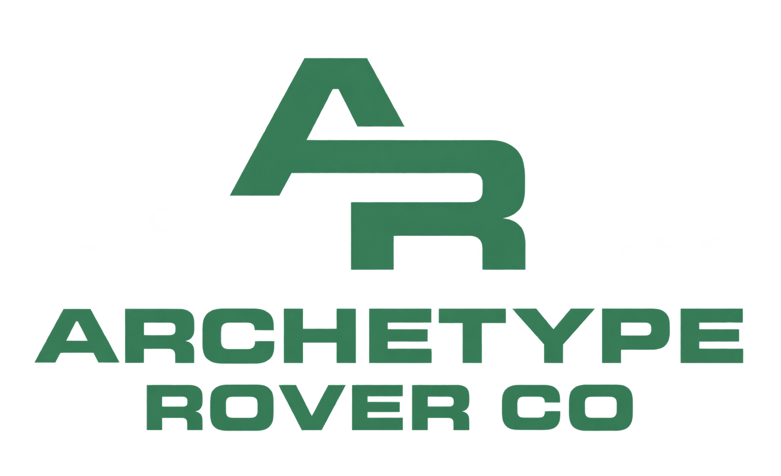 3D logo with the letters 'AR' combined in green, above the text 'ARCHETYPE ROVER CO' in 3D style.