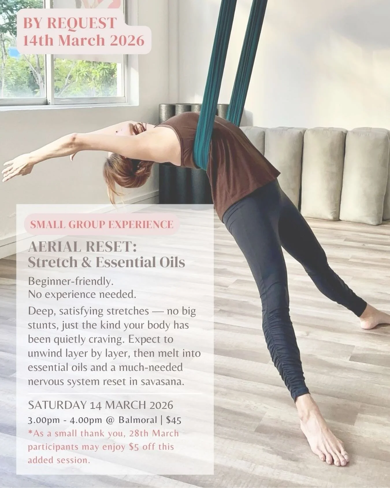 BY REQUEST &middot; 14th March
Thank you so much for your support &mdash; 28th Mar session is fully booked. 🙏🏻 

I&rsquo;m adding a second Aerial Reset. Partly because several of you reached out for another date.🧡 And partly because&hellip; it fee