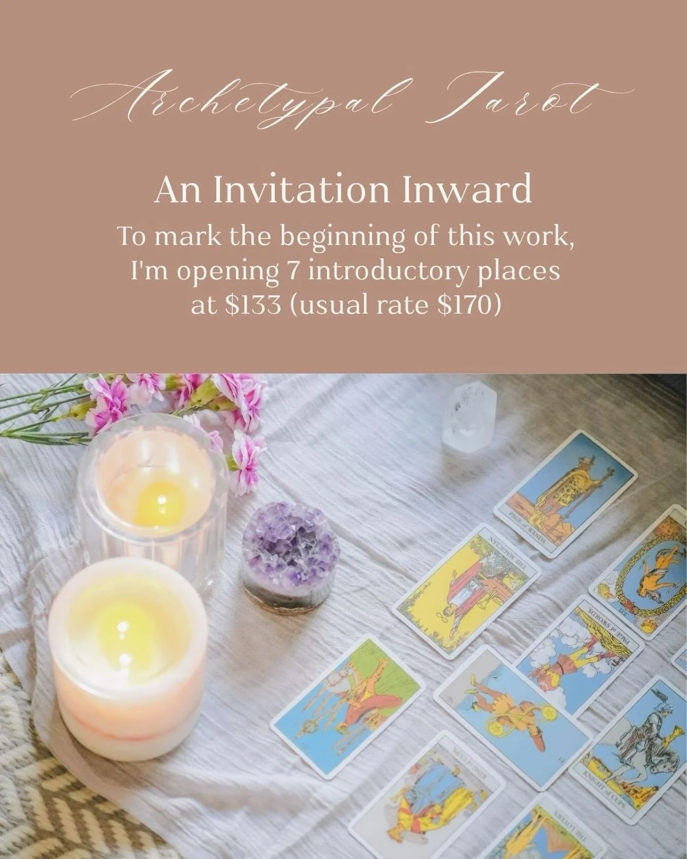 For those who feel drawn to explore this work, an opening offer is now available.

Archetypal Tarot is a reflective, Jungian-inspired approach that uses symbols and archetypes to illuminate unconscious patterns, inner dynamics, and the deeper season 