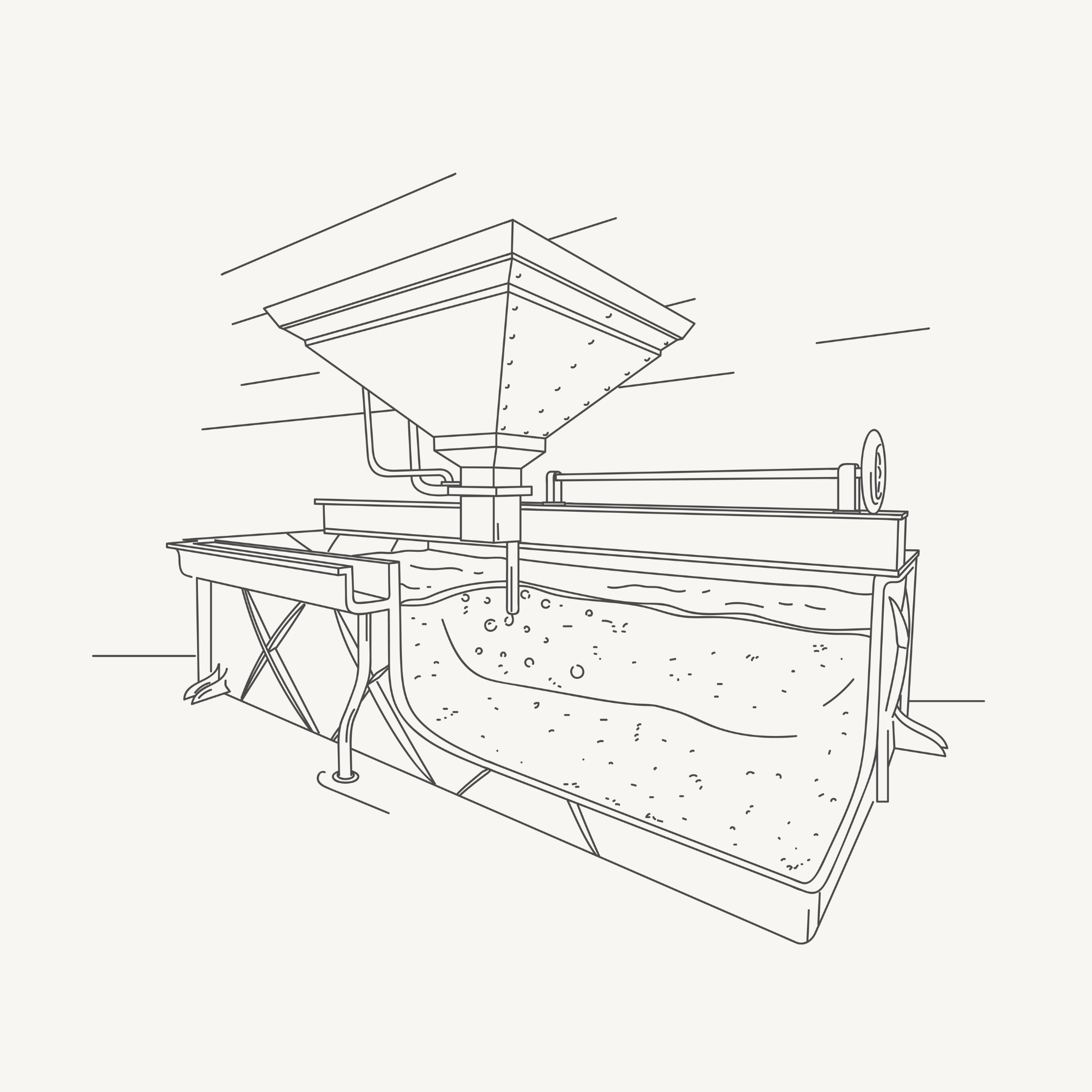 Illustration of a flotation tank used in mineral processing, showing water and bubbles, with a funnel and pipes for air and suspension input.