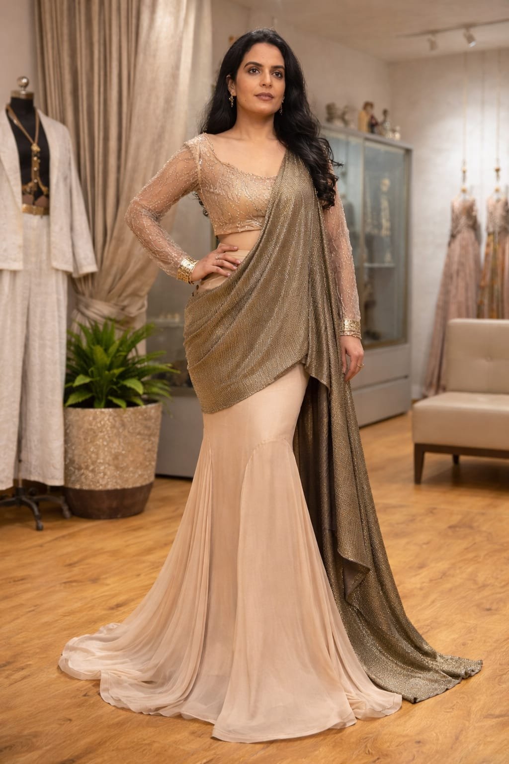 Golden Radiance Drape Saree