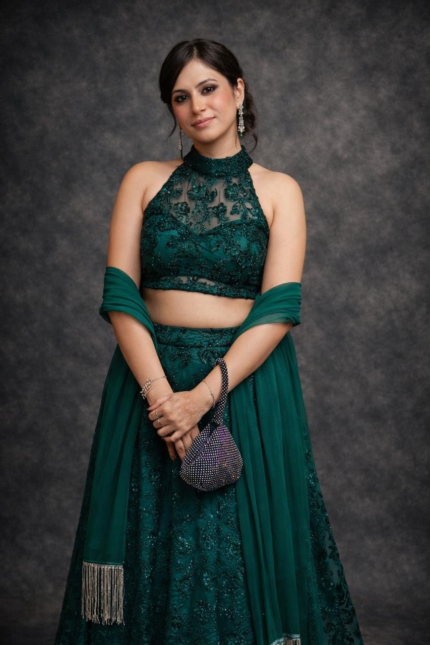 Royal Emerald Handcrafted Lehenga