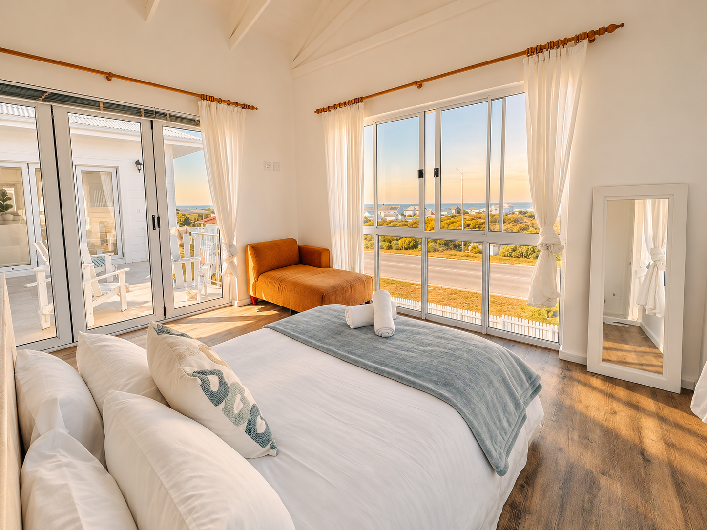 Bedroom with terrace doors and ocean views