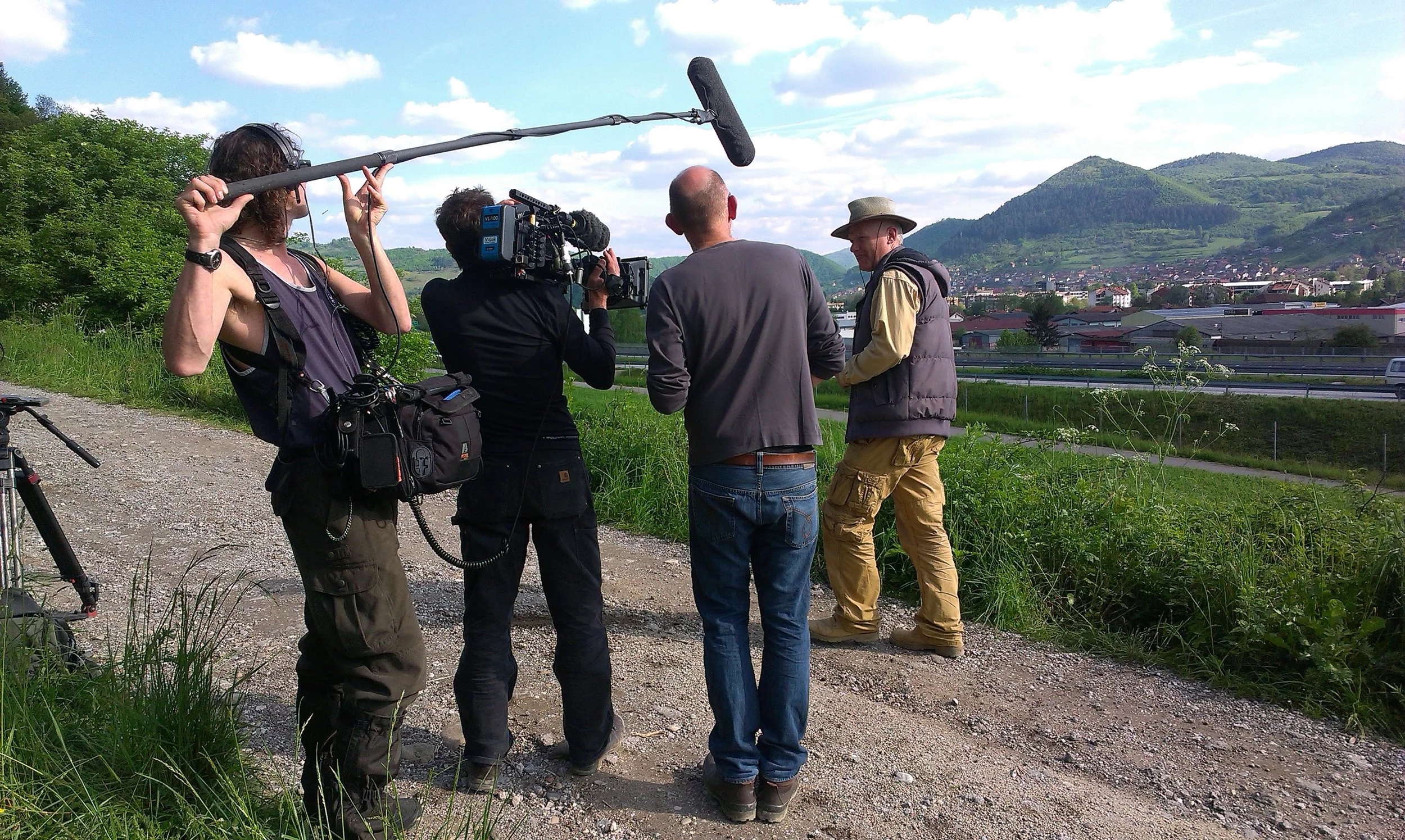 Behind the scenes of "The Unexplained Files 2: Mystery of the Bosnian Pyramid," filmed in Bosnia with Raw TV for Discovery Science Channel – ViEdo - video production, on-ground filming, and location management.