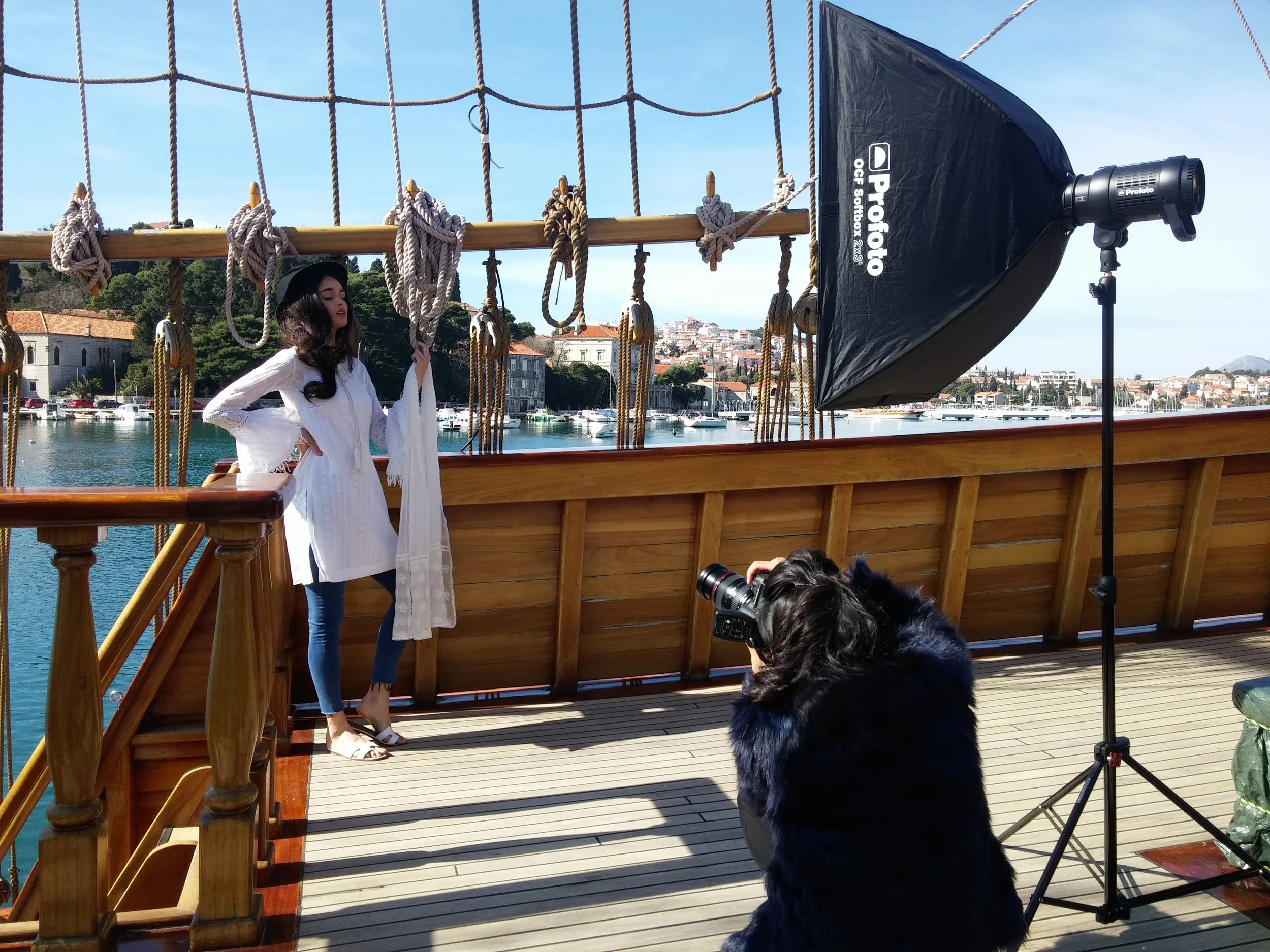 Behind the scenes of a fashion photo shoot in Dubrovnik, Croatia, and Montenegro – ViEdo - on-ground filming, drone aerials, and location management for the production.