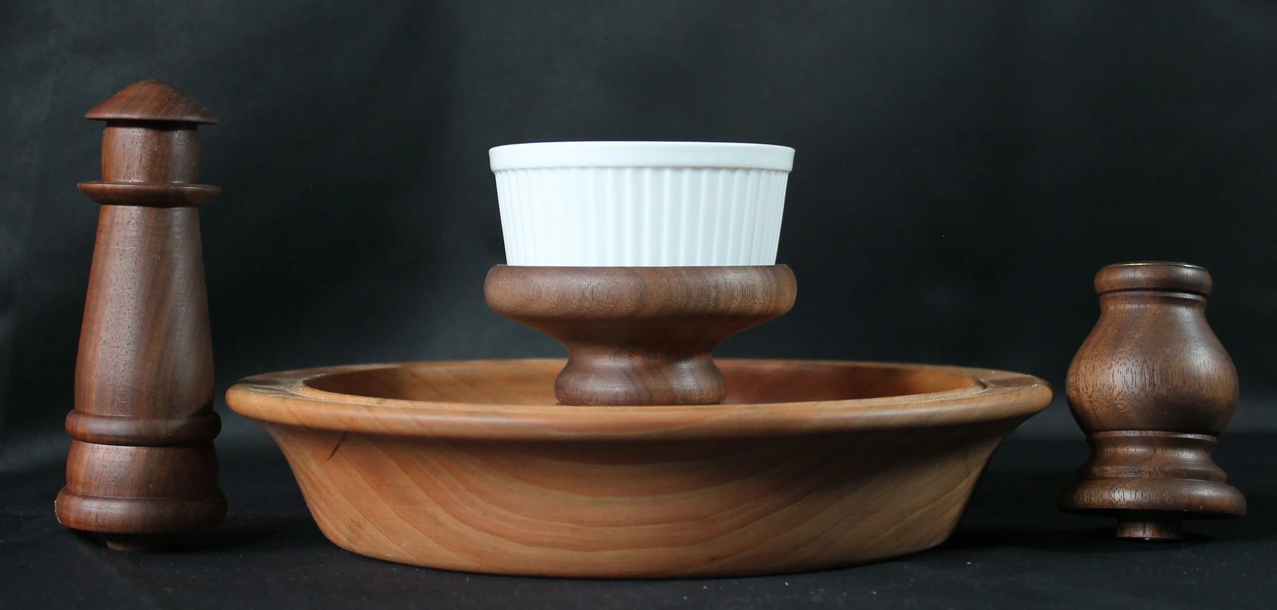 Cherry Platter Set with Three Walnut Accessories