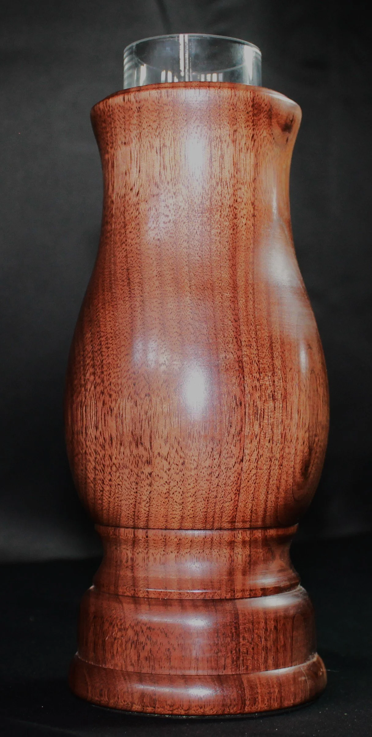 Hand-Turned Walnut Flower Vase with Glass Insert