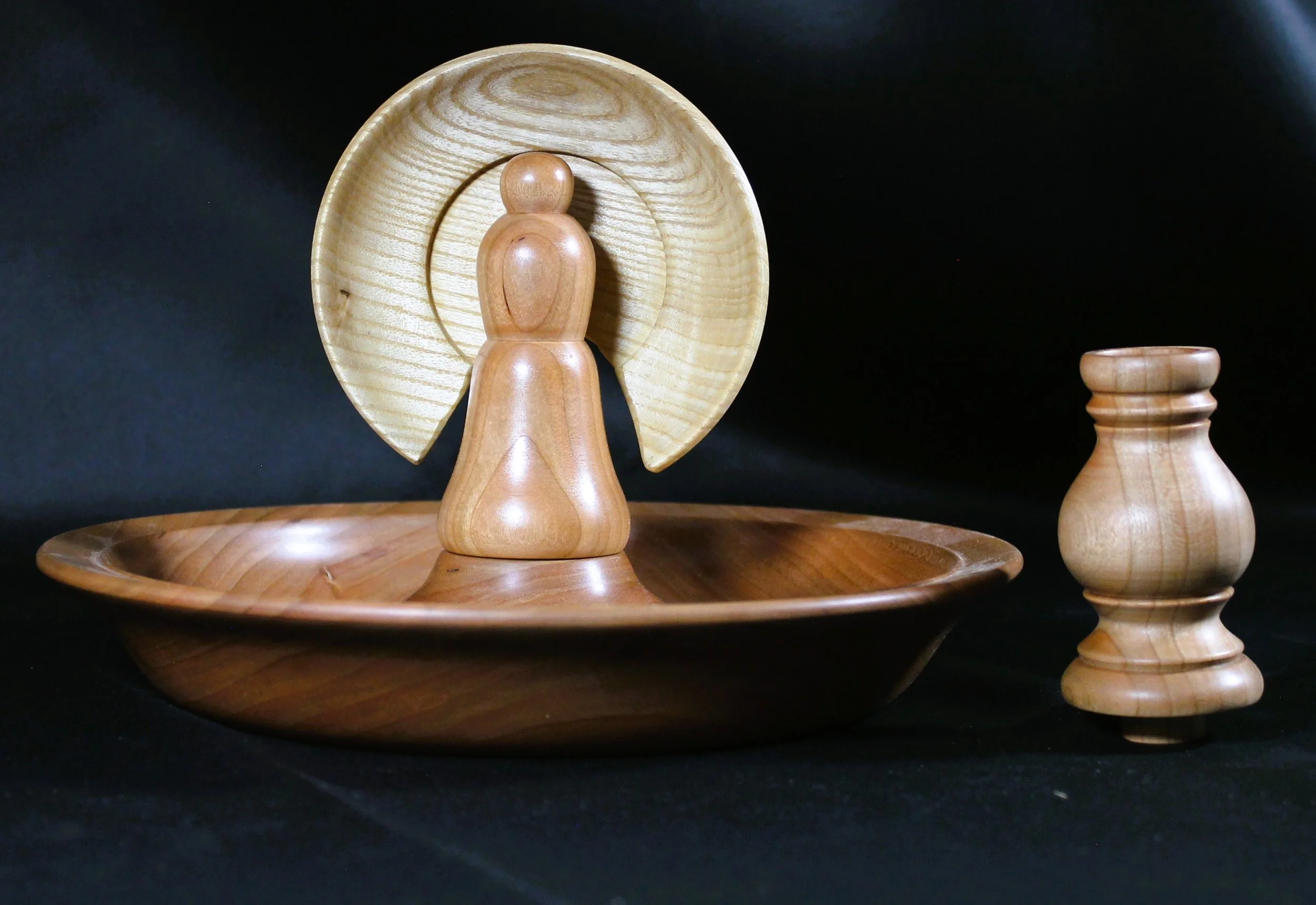 Cherry Platter Angel Set with Taper Candlestick