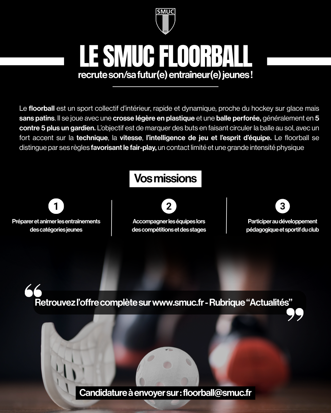 🏑 Recrutement entraîneur(se) jeunes Floorball | 26-27