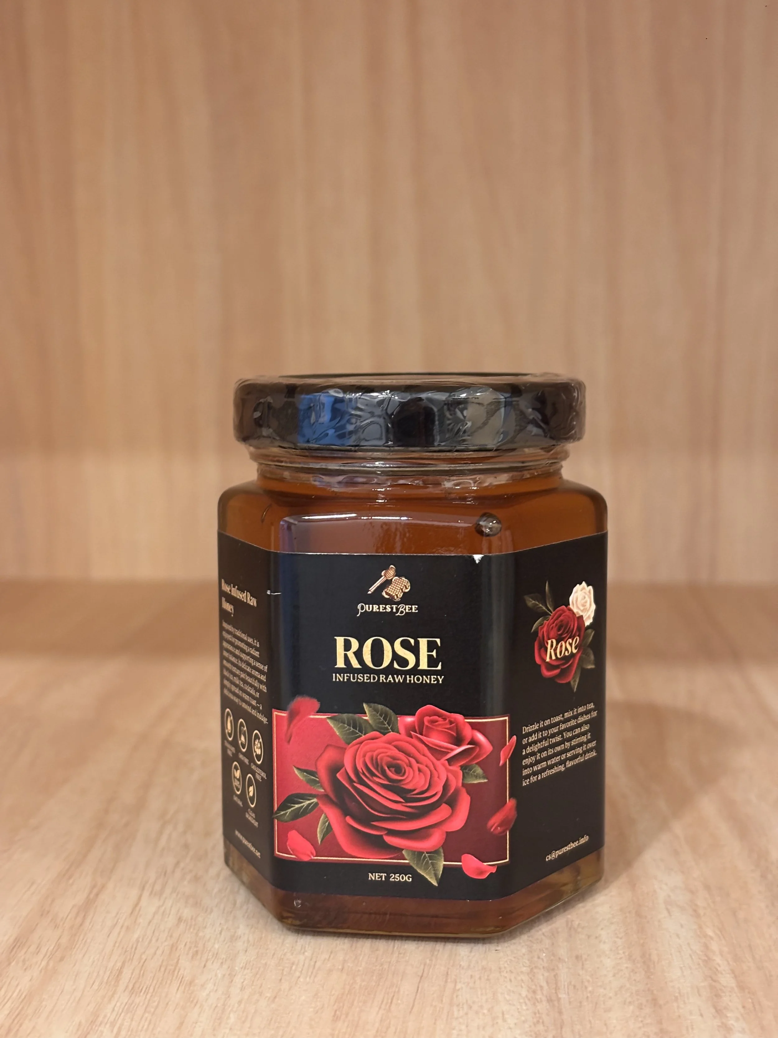 Purest Bee Rose Infused Raw Honey 250g