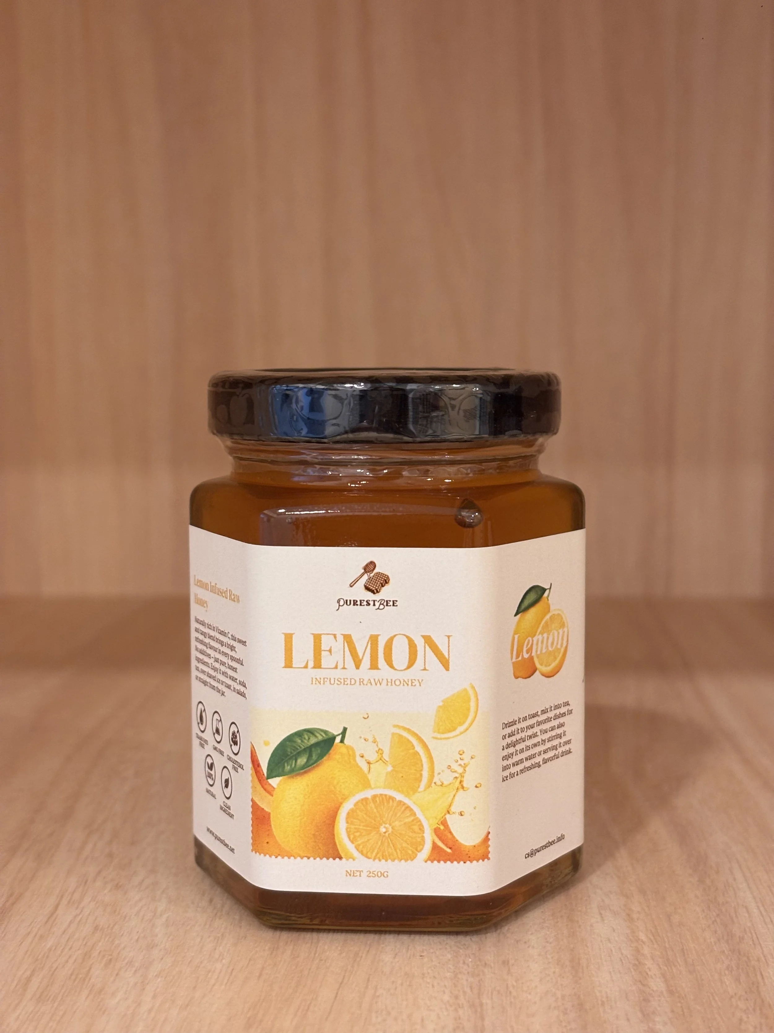 Purest Bee Lemon Infused Raw Honey 250g