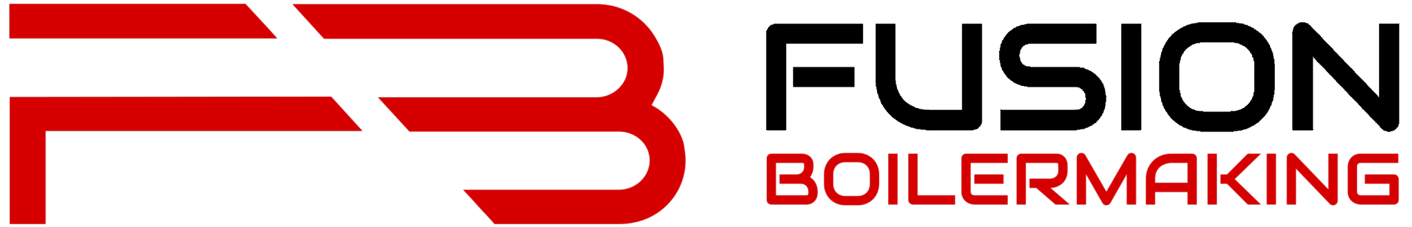 Logo for Fusion Boilermaking with a stylized red and black design.
