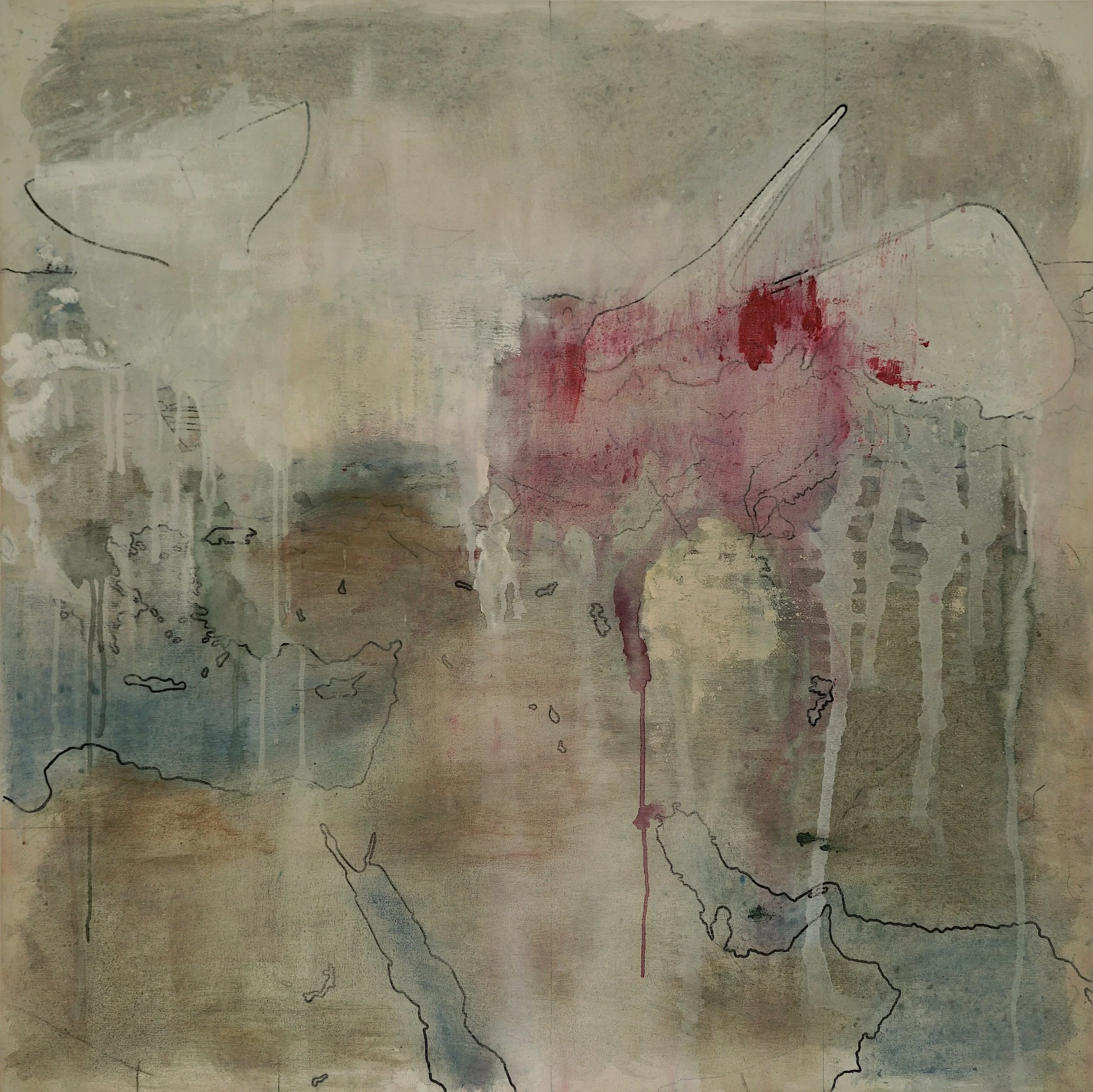 'Untitled 23' (2026) 100x100cm, mixed media on canvas