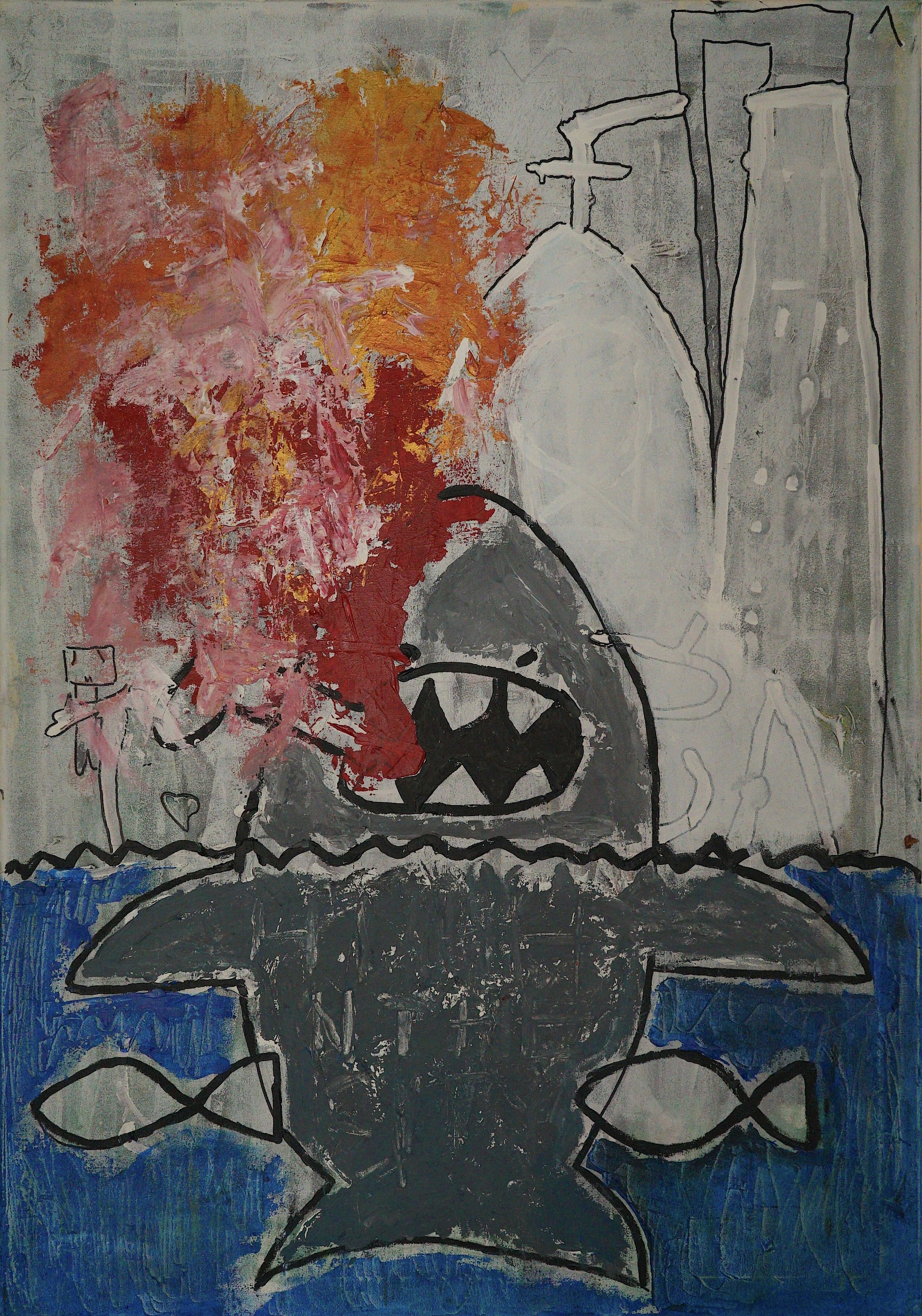 'High in the city' (2024) 70x100cm, mixed media on canvas