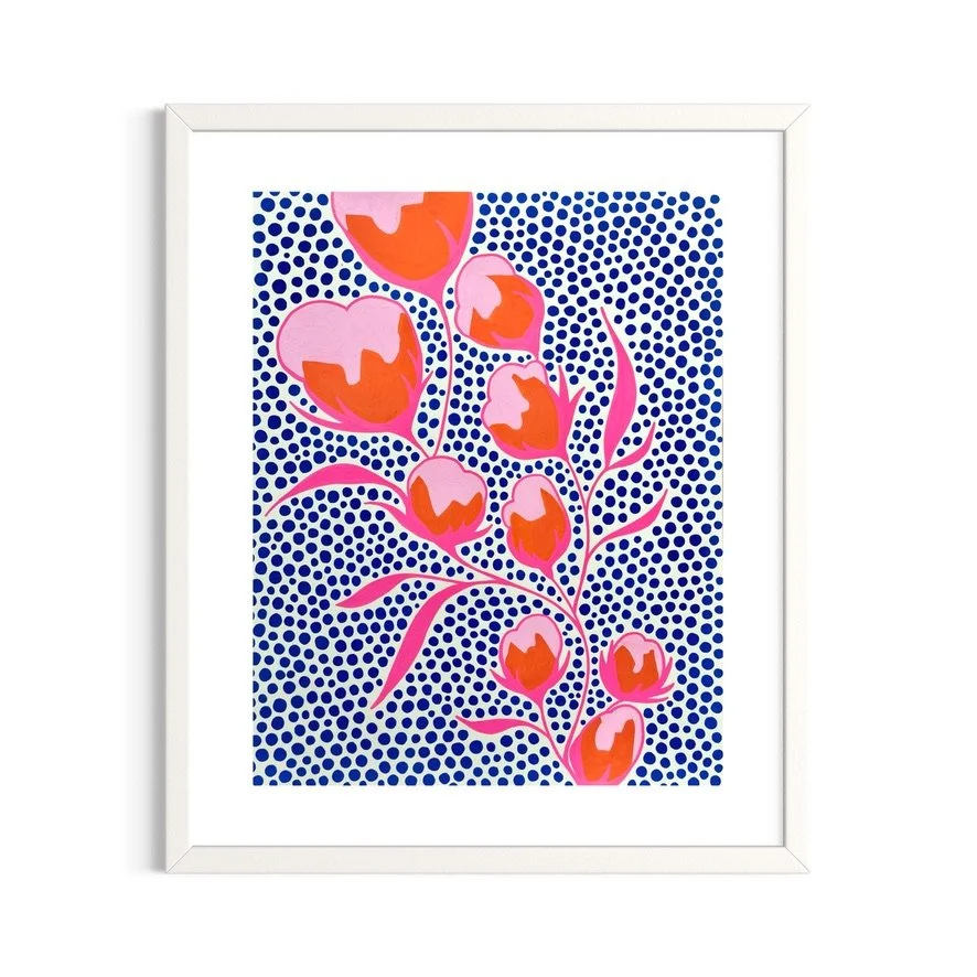 Blue Dot Pink, oil on paper, 19" x 24"