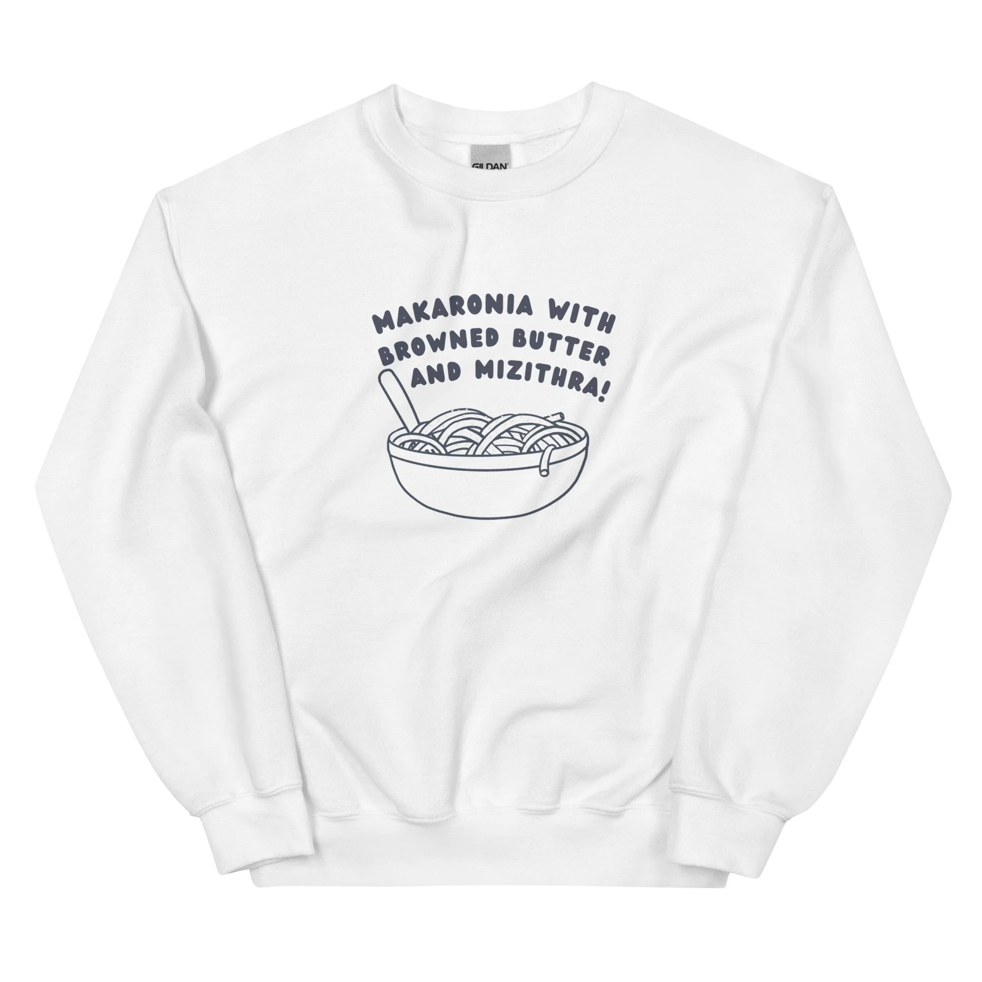 makaronia me mizithra - adult crew neck sweatshirt
