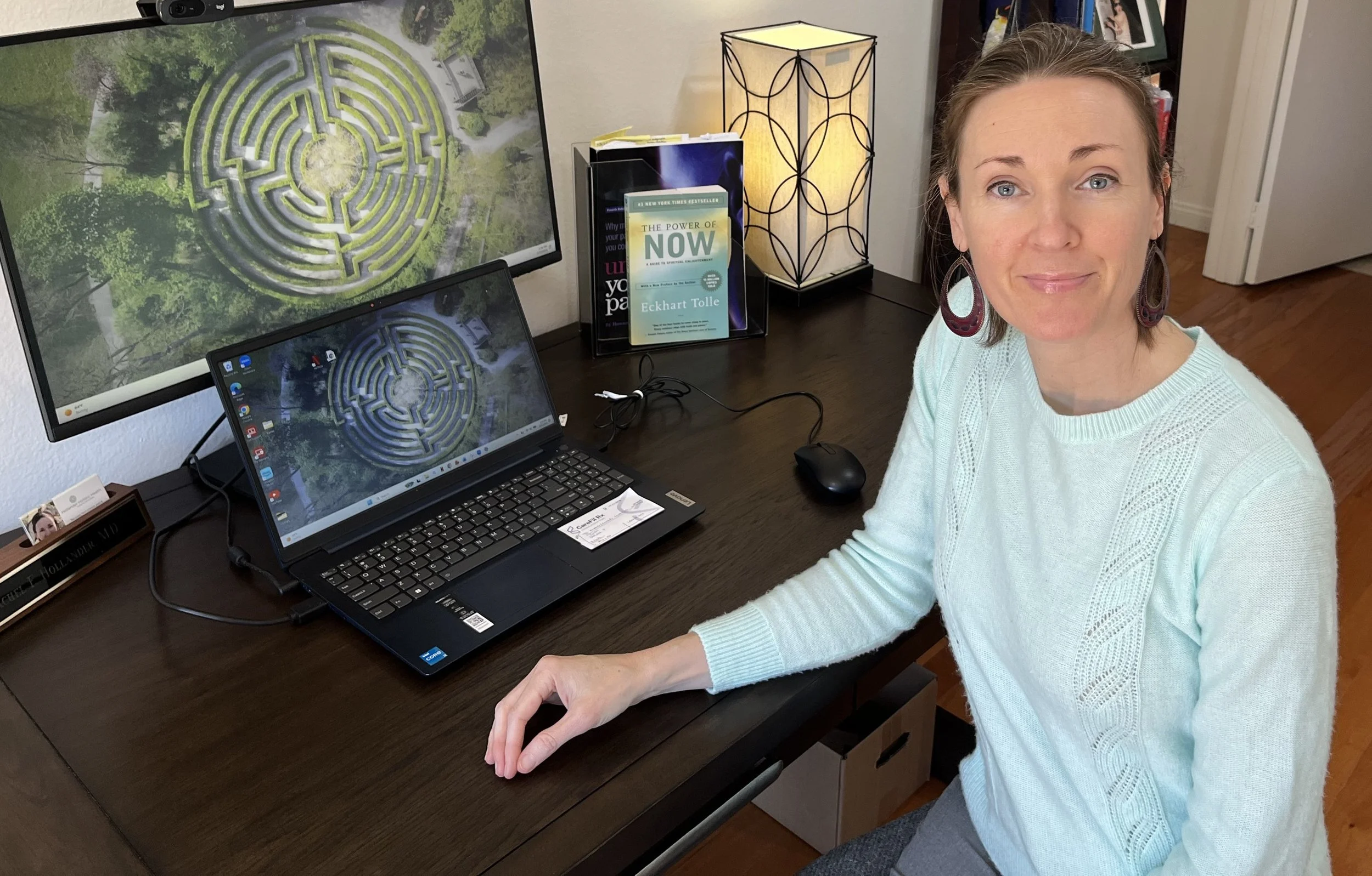 Rachel Hollander at her workspace
