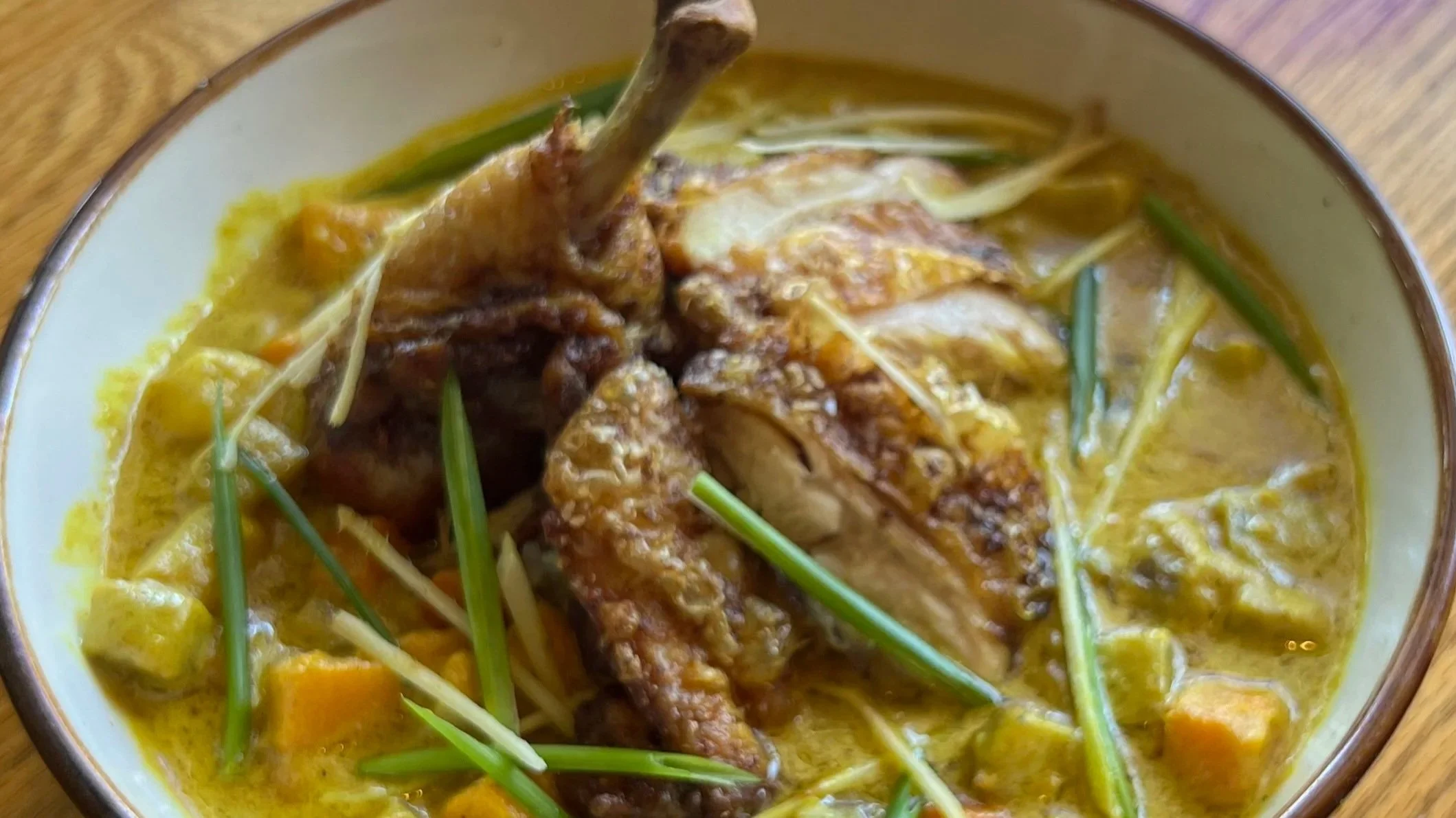 roasted vegetable curry with quartered chicken (gluten free)
