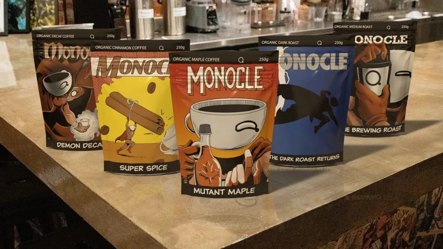 Monocle Comics and Coffee Brand Character