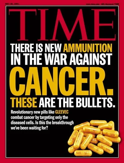 Time Magazine cover. There is a New Ammunition In the War Against Cancer. These Are the Bullets. Published May 28, 2001