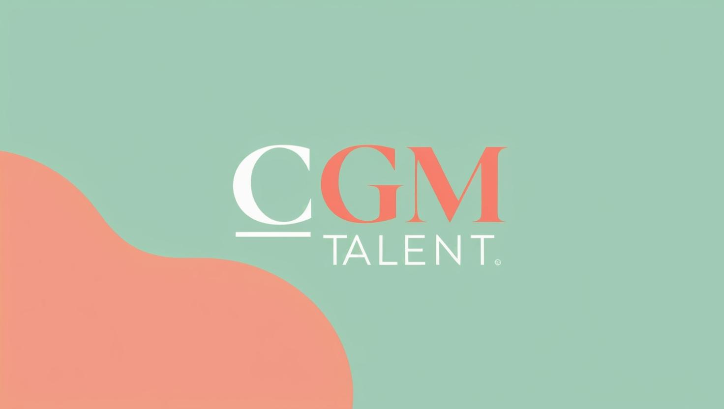 "CGM Talent" logo with green and coral background.