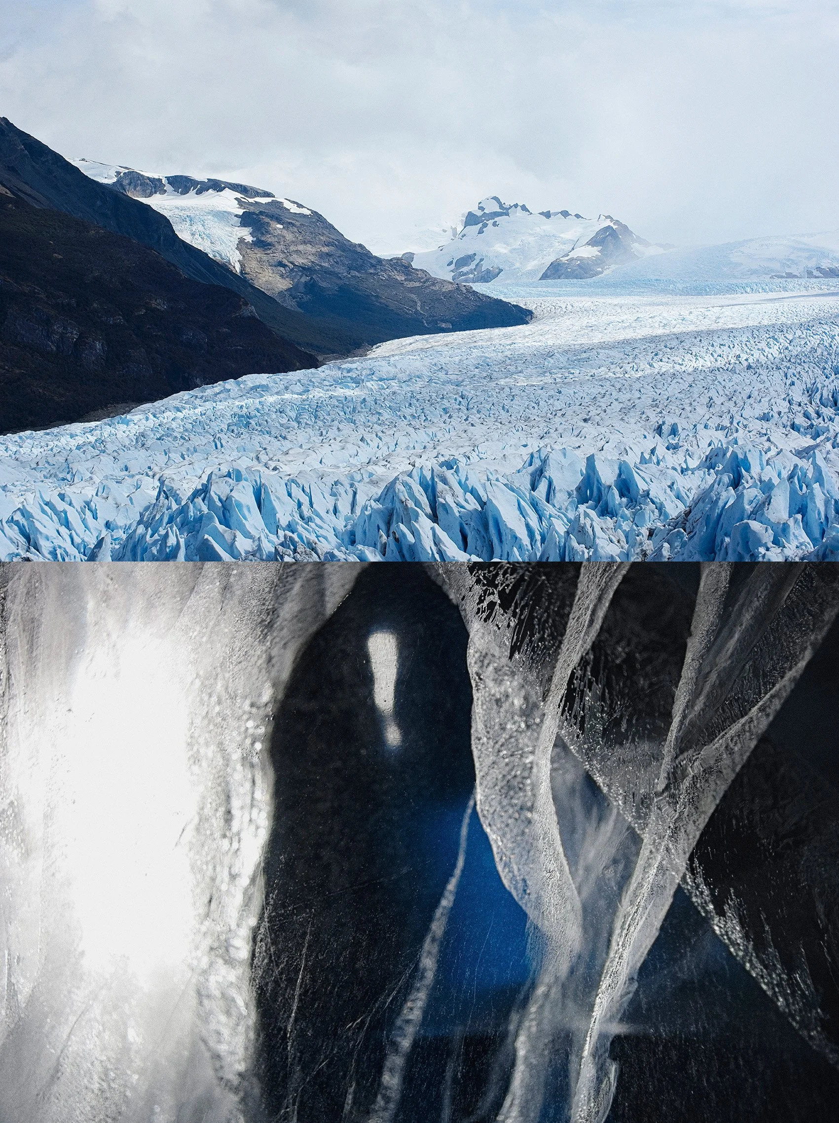 "Ice BlueS" La rencontre fortuite dans l'œil d’une photographe d'un Ice bar de Copenhague et d'un glacier de Patagonie.