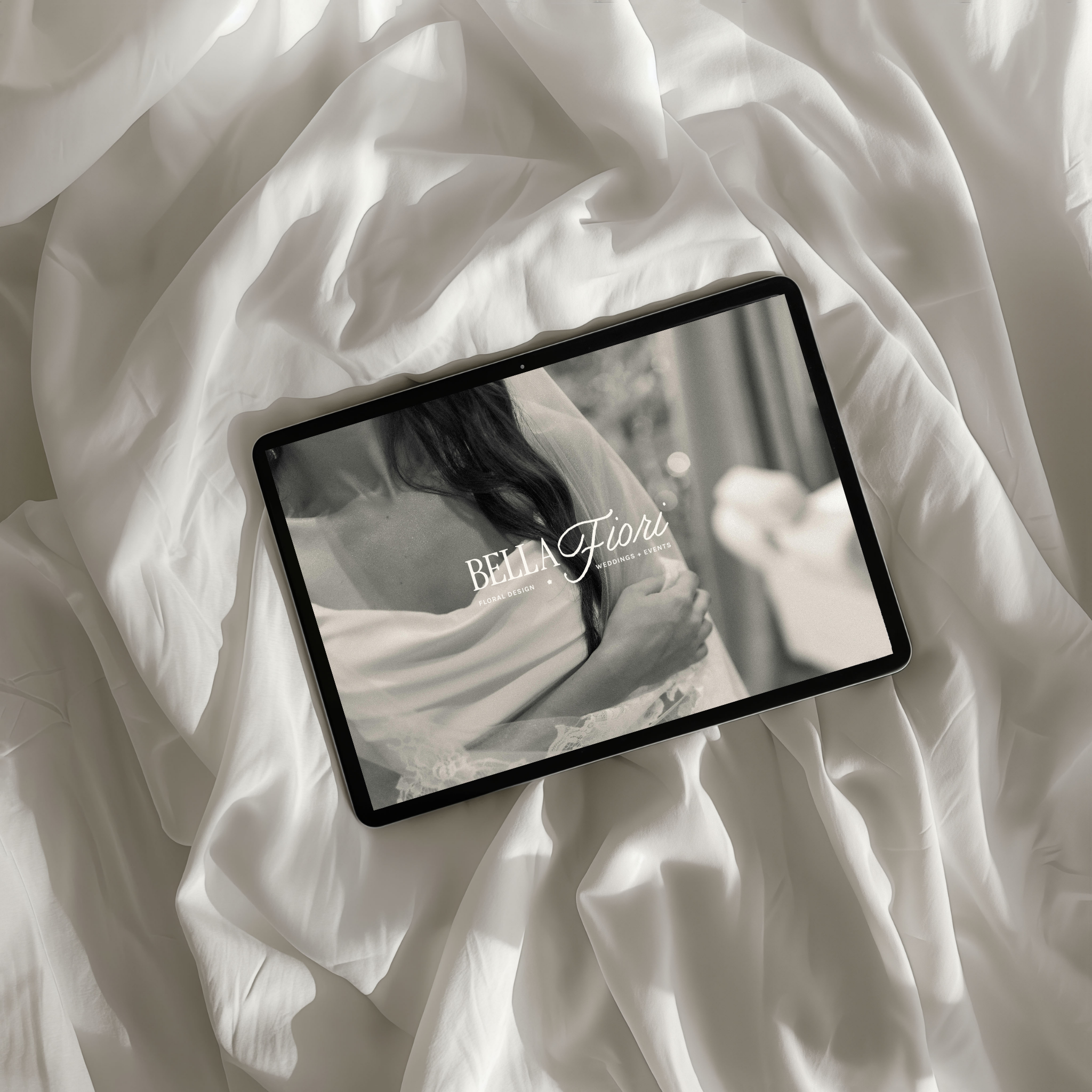 iPad mockup of logo for wedding florist - Studio Soirée