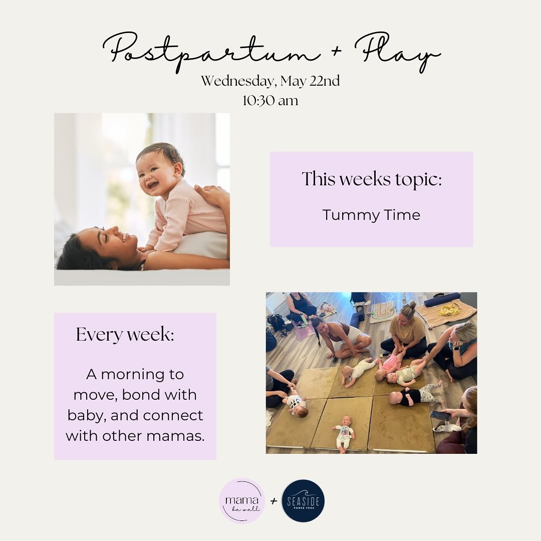 Join us tomorrow for a morning to move, bond with baby, and connect with other mamas! We will yoga for 30 minutes and then circle up and play for 30 minutes! We will be talking all things tummy time 🫶🏻 

@seasidepoweryoga ⏰ 10:30 am
* please arrive
