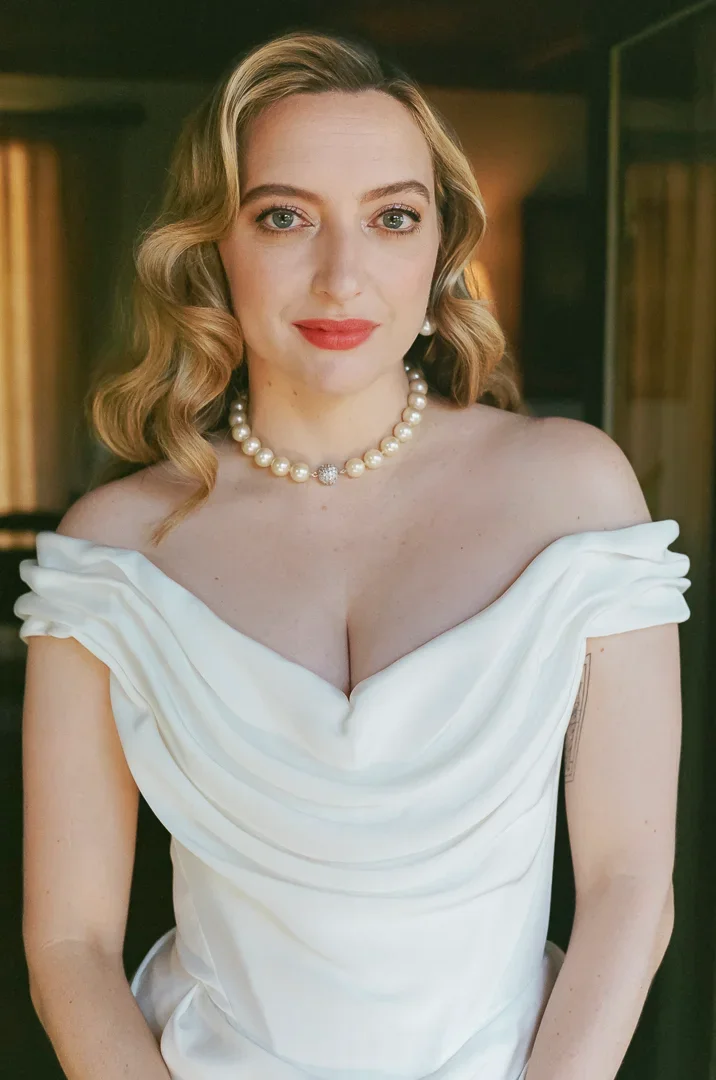 Palm Springs film wedding photographer captures a vintage bridal portrait at Casa Cody on Kodak 400 film.