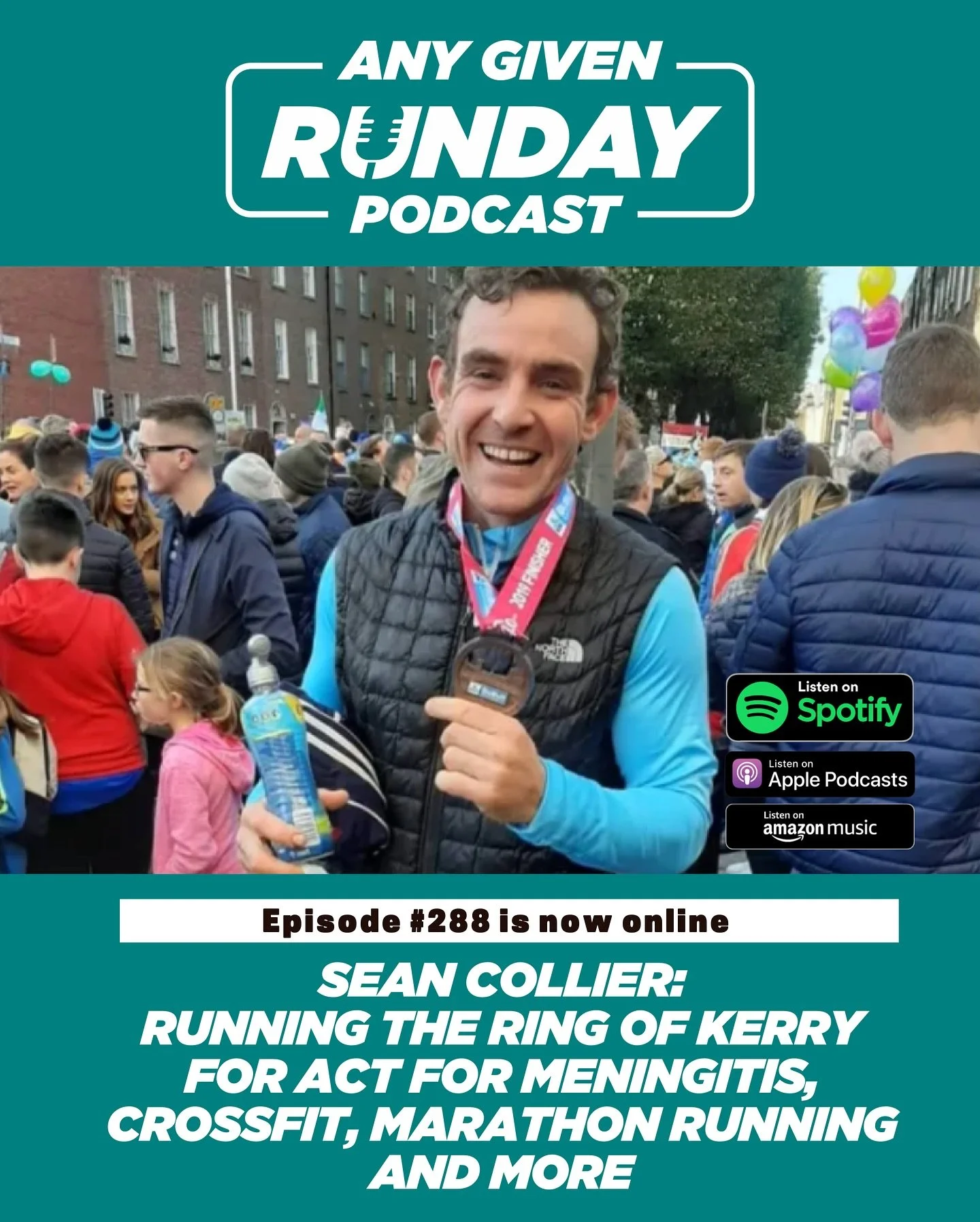 In this episode of the Any Given Runday podcast, Sean Collier (@seanyc85 on instagram) shares his running 100 miles around the Ring of Kerry to raise funds for ACT for Meningitis. 

Sean also talks about his journey from Gaelic football to becoming a