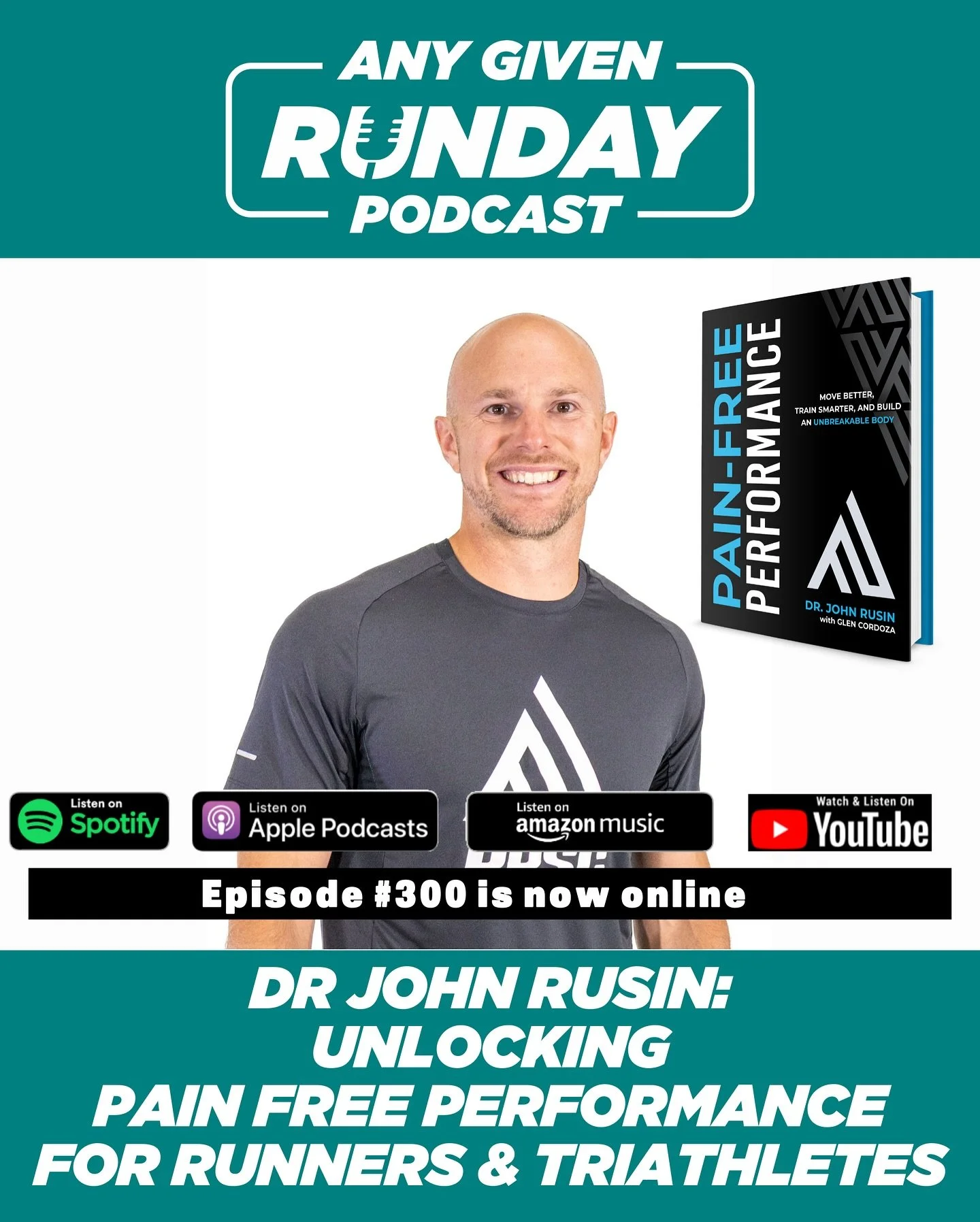 In this episode of the Any Given Runday podcast, Dr. John Rusin (@drjohnrusin on Instagram), a renowned physical therapist and strength coach, shares his insights on injury prevention, strength training, and the importance of recovery for athletes. 
