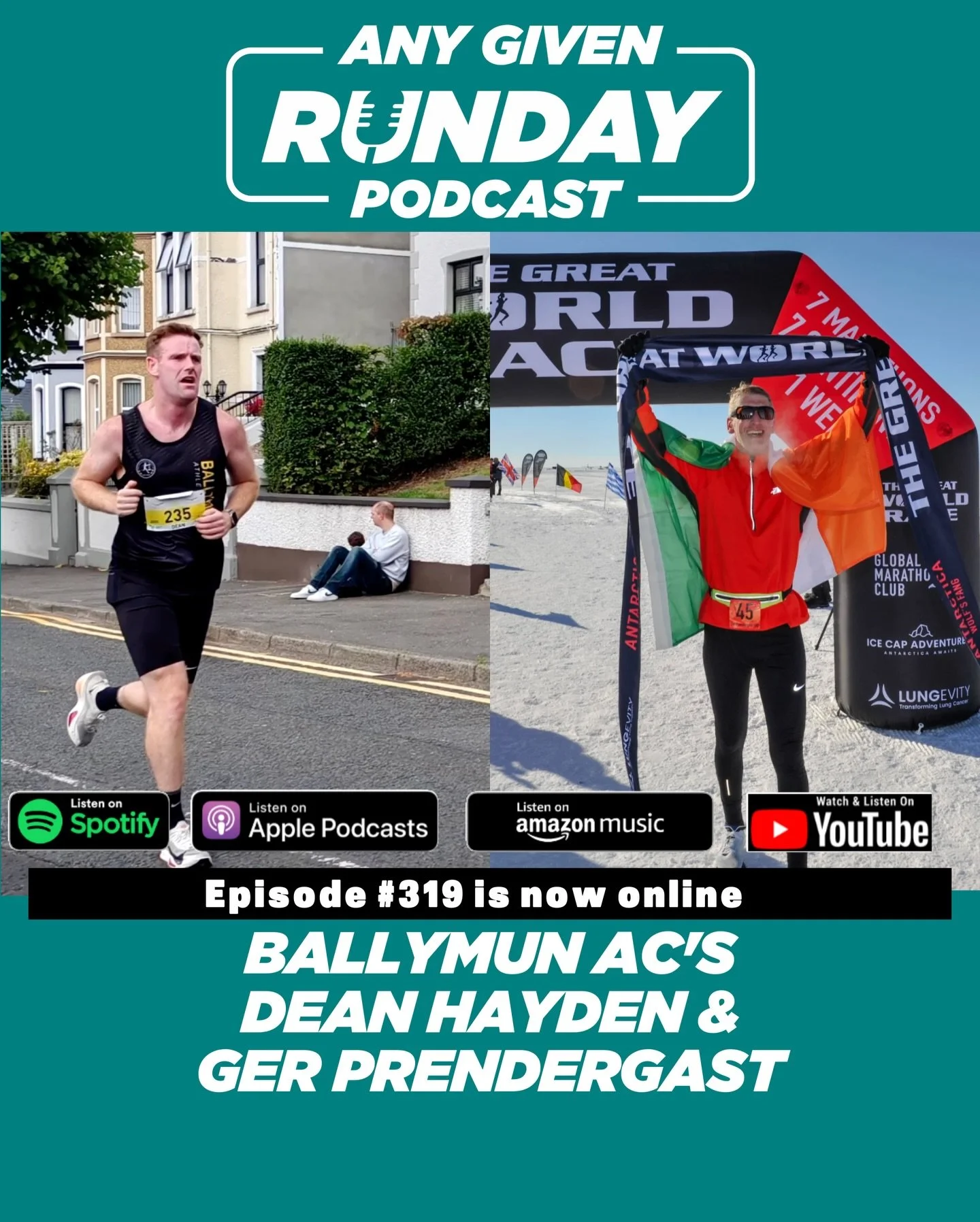 This week on the Any Given Runday podcast, we have two great guests from Ballymun AC (@ballymunac on Instagram) in Dean Hayden (@hayda0000 on Instagram) and Ger Prendergast (@ger_prendergast on Instagram) From establishing how Ballymun AC came about,