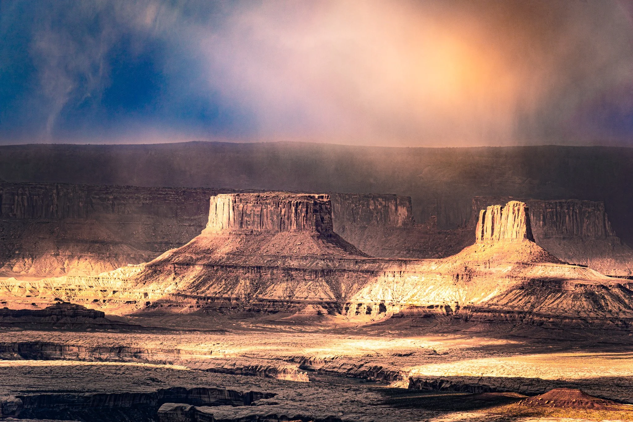 Haze lifts from the desert and reveal its beauty. Taken at Canyonlands National Park, Utah.