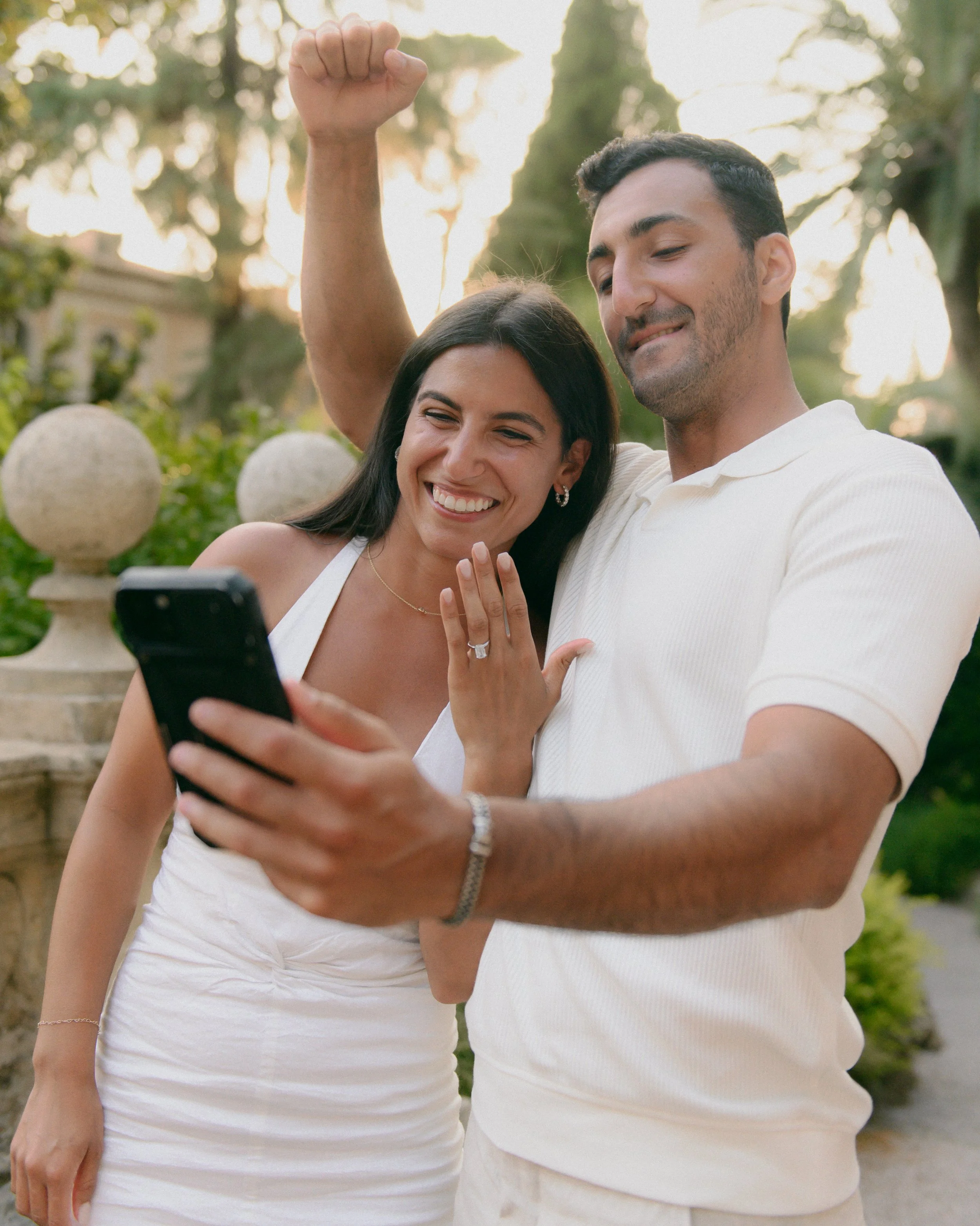 Engaged couple in Rome, romantic proposal photoshoot