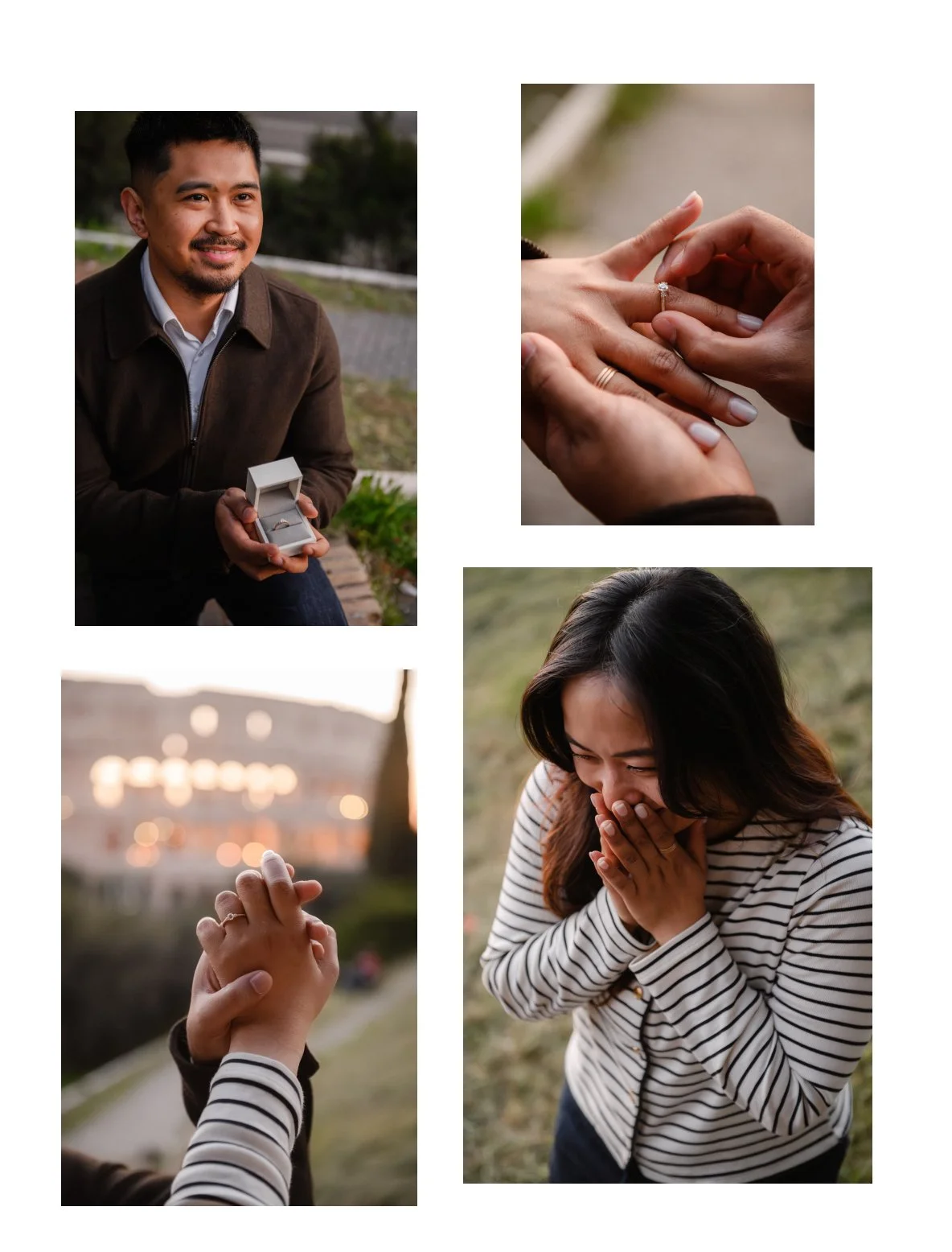 couple engagement ring exchange Rome proposal photographer romantic moment Italy